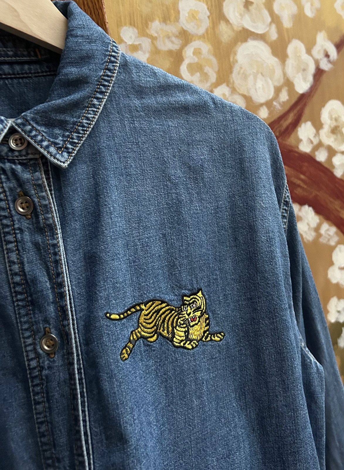 Kenzo Kenzo Paris Embroidered Tiger Denim Long Sleeve Shirt Size S / US 4 / IT 40 - 5 Thumbnail