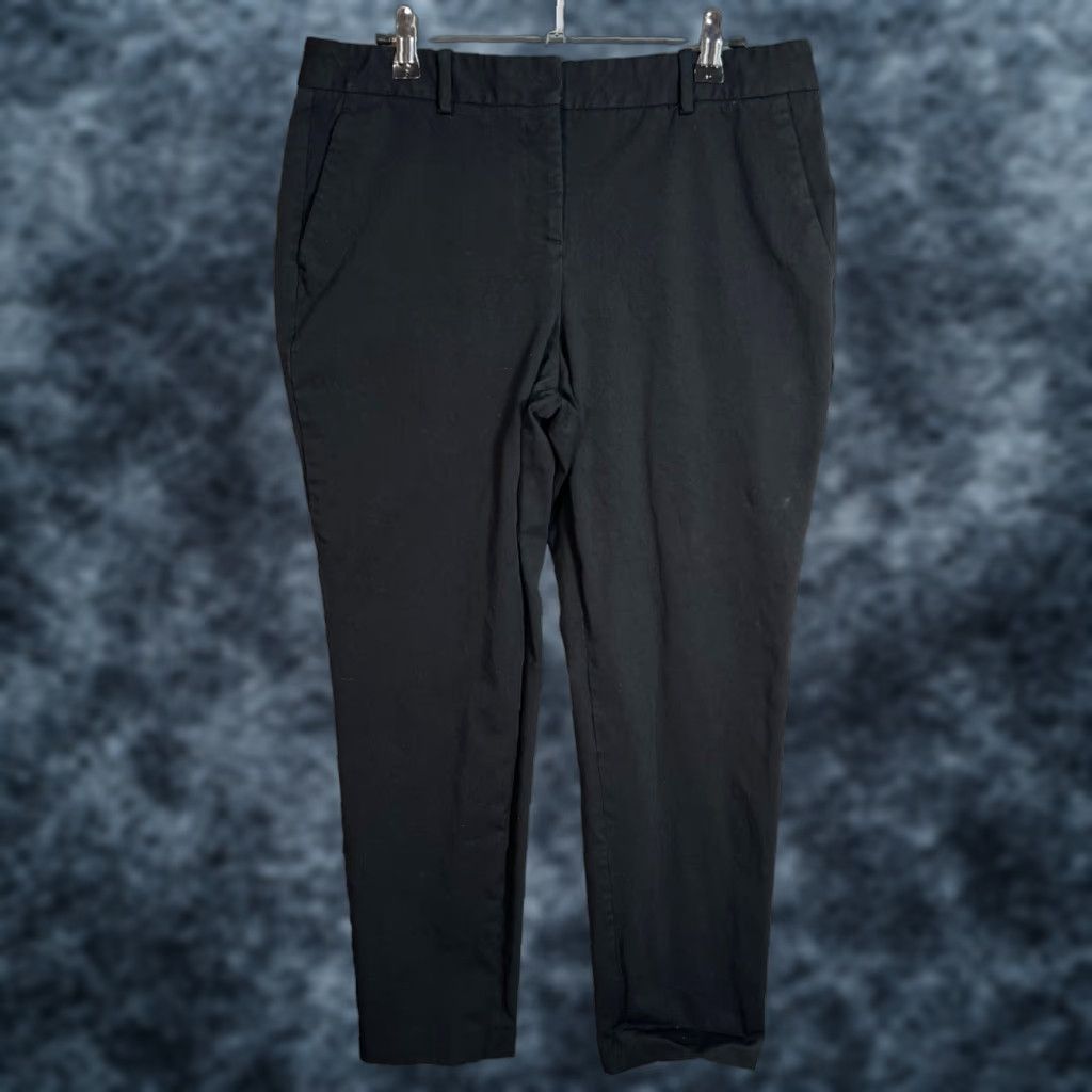 Theory Theory Women's Dress Pants - Black Cotton Blend Slim Fit Flat Front Tapered Leg, Size 10, Inseam 27 in, Regular, 32 in Waist, Womens Size 32" / US 10 / IT 46 - 1 Thumbnail