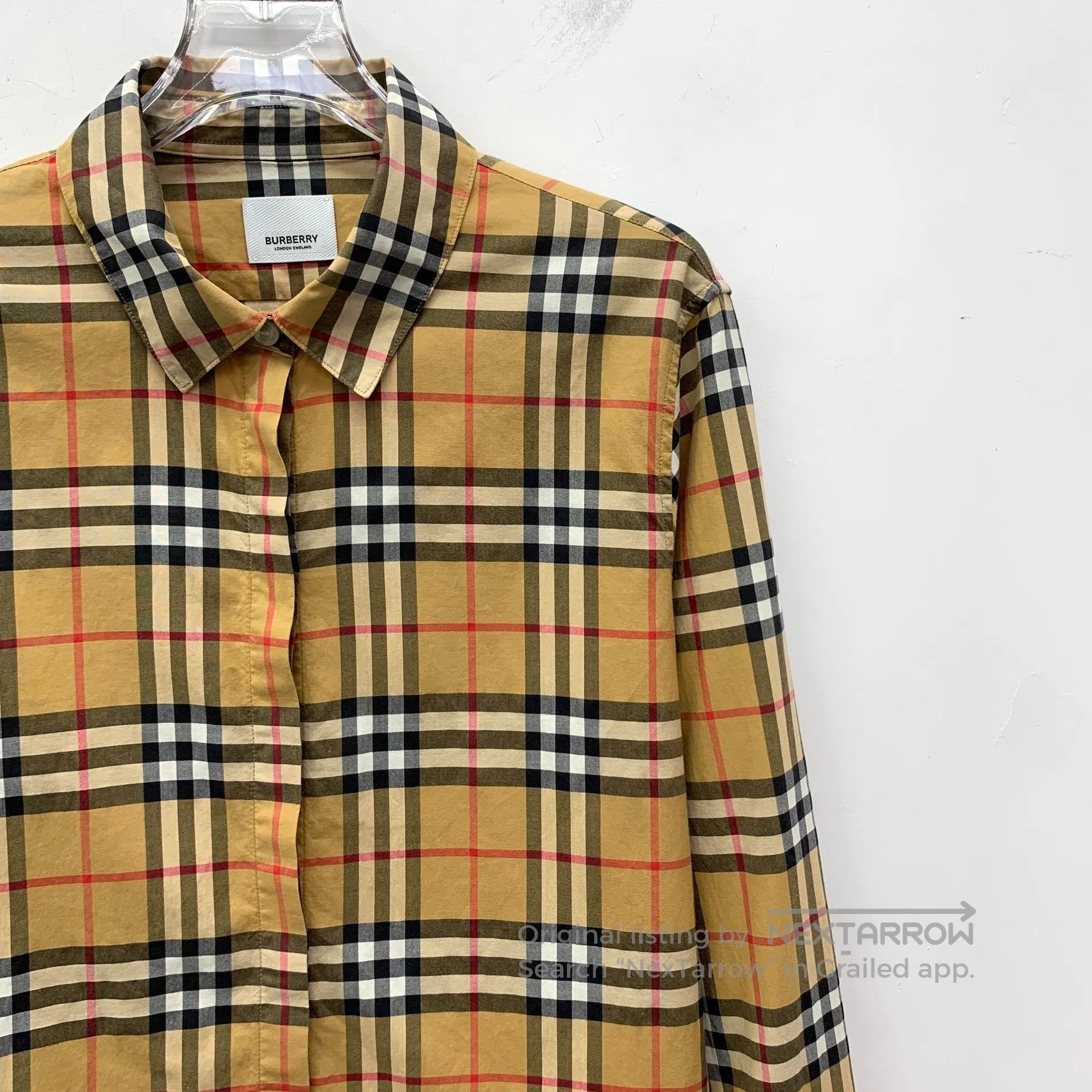 Burberry Burberry Brown Classic Plaid Design Cotton Collar Long Sle Size M / US 6-8 / IT 42-44 - 3 Thumbnail