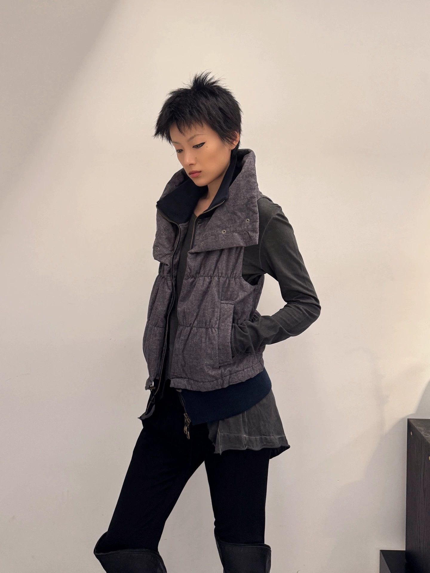 Vintage Japanese Brand Double Collar Double Zipper Padded Vest Size XS / US 0-2 / IT 36-38 - 2 Thumbnail