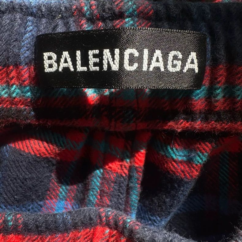 Balenciaga Balenciaga FW19 waist logo color-block plaid wide-leg trous Size US 30 / EU 46 - 7 Thumbnail