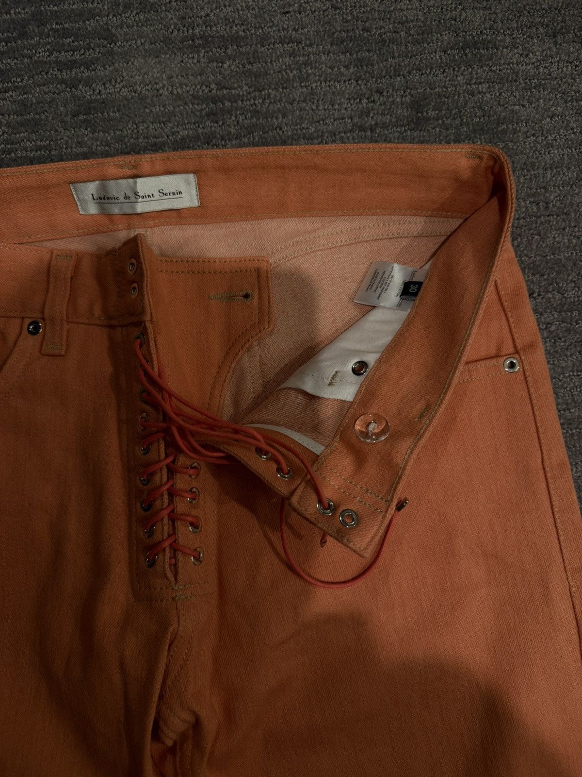 Ludovic De Saint Sernin Ludovic de Saint Sernin Pink Lace-Up Jeans Size US 30 / EU 46 - 4 Thumbnail