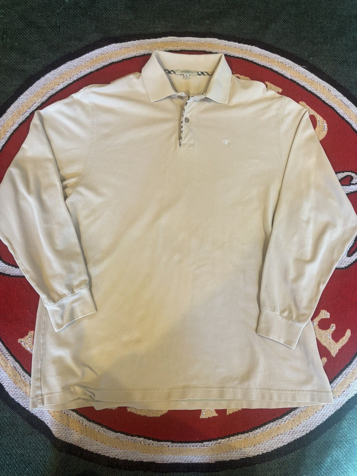 Burberry Rare Beige Burberry London Long Sleeve Polo Shirt Size US XL / EU 56 / 4 - 1 Thumbnail