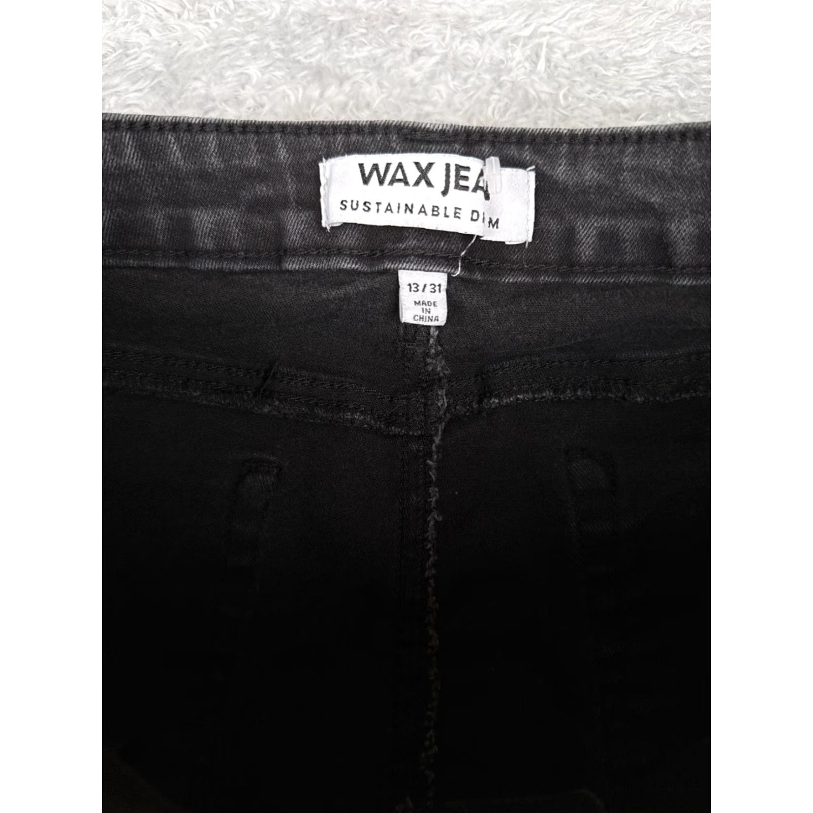 Vintage Wax Jeans Junior 13 Black Denim Bootcut High Rise Cotton Blend Stretch 28x30 Size 34" / US 12 / IT 48 - 6 Thumbnail