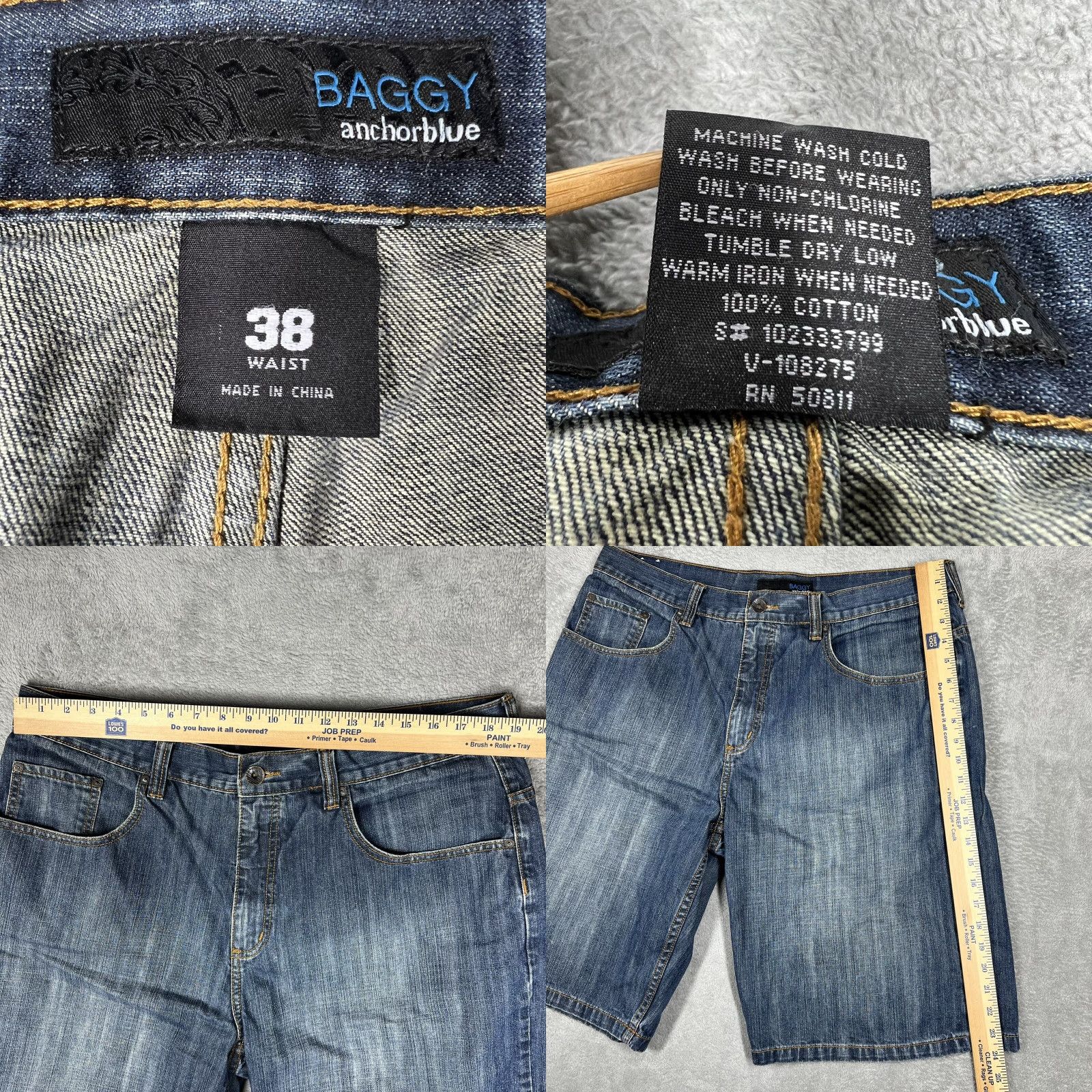 Anchor Blue VINTAGE Anchor Blue Baggy Shorts Men's 38 Waist Denim Wide Leg 5-Pocket Chino Relaxed Blue 90s Hip Hop Mens Size US 38 / EU 54 - 8 Thumbnail