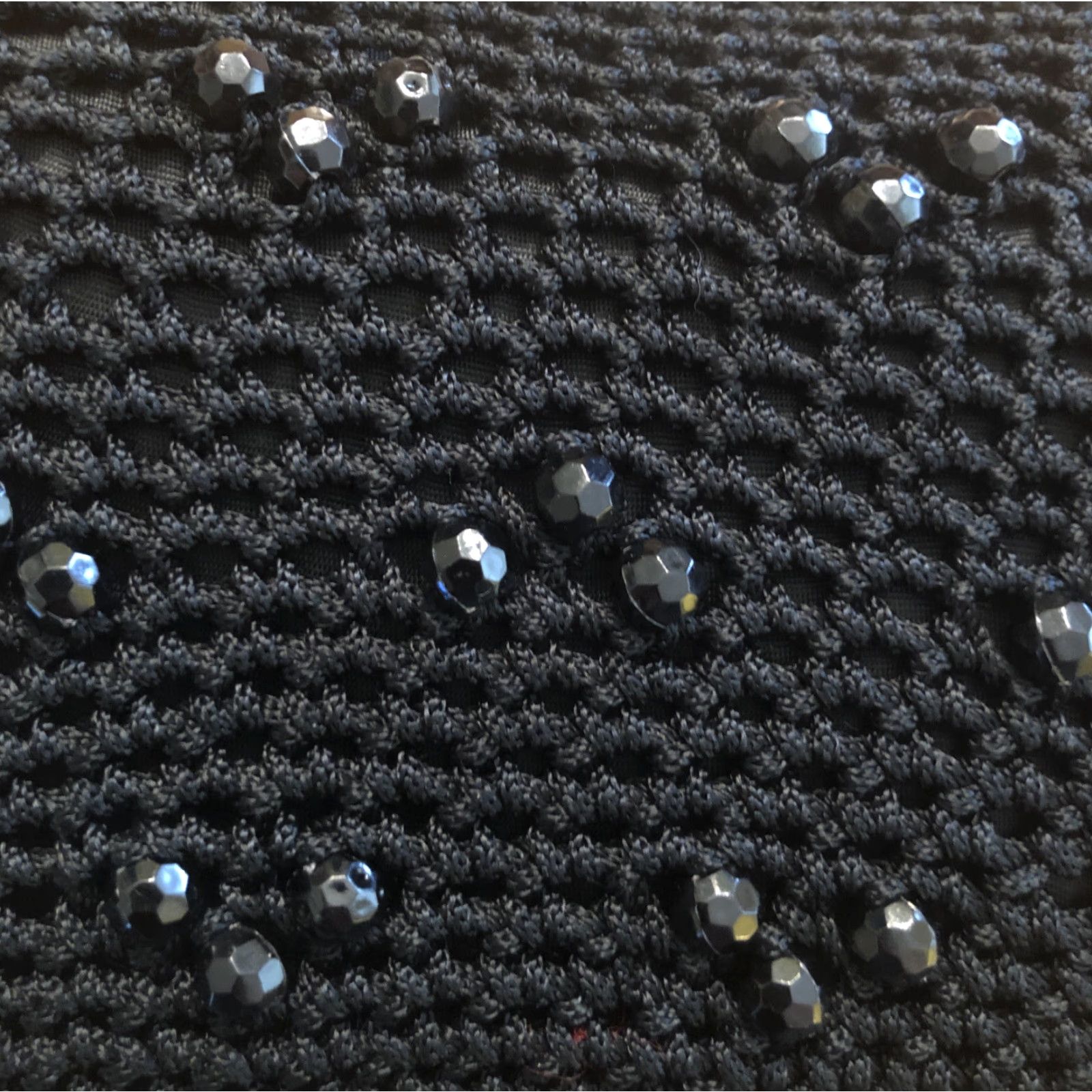 Vintage VINTAGE Evening Bag Crochet with Black Beads & Silver-Tone Handles Puffy Women Small Black Size ONE SIZE - 5 Thumbnail