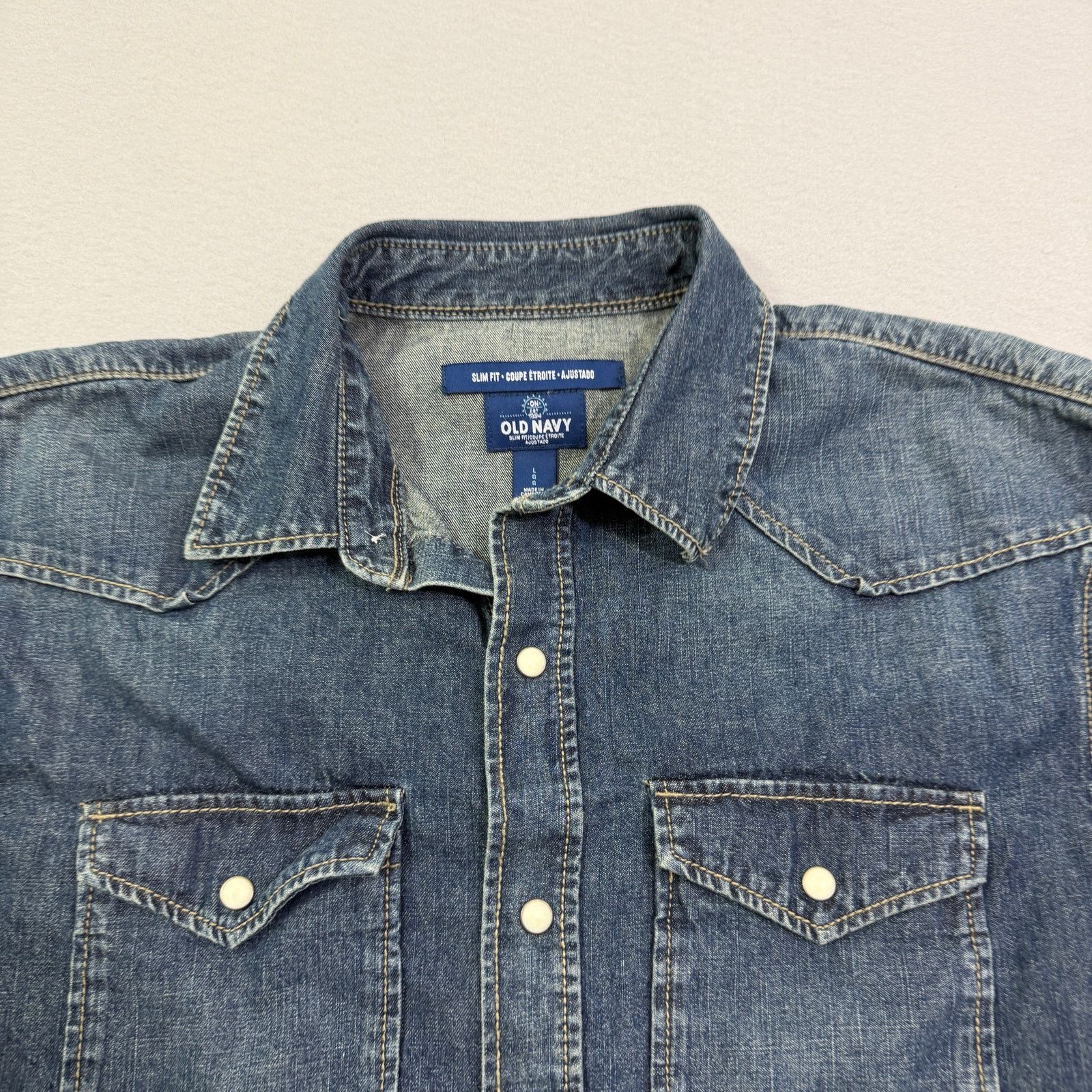 Vintage Vintage Old Navy Snap Button Denim Shirt Large Long Sleeve Size US L / EU 52-54 / 3 - 3 Thumbnail