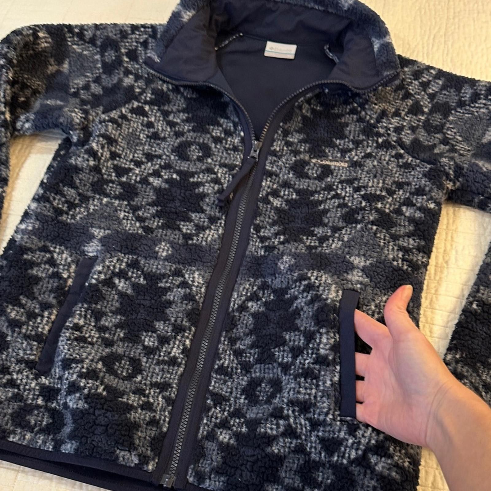 Columbia Columbia XS Fuzzy Teddy Bear Navy Fleece Jacket Zipper Size XS / US 0-2 / IT 36-38 - 3 Thumbnail
