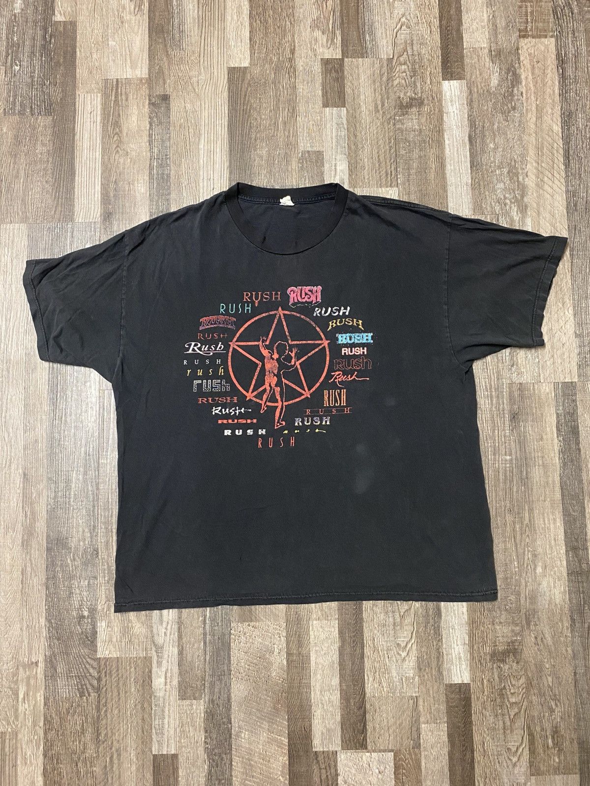 Band Tees Vintage Rush All Logos Tee Distressed Sun Faded T Shirt Y2K Size US XXL / EU 58 / 5 - 1 Thumbnail