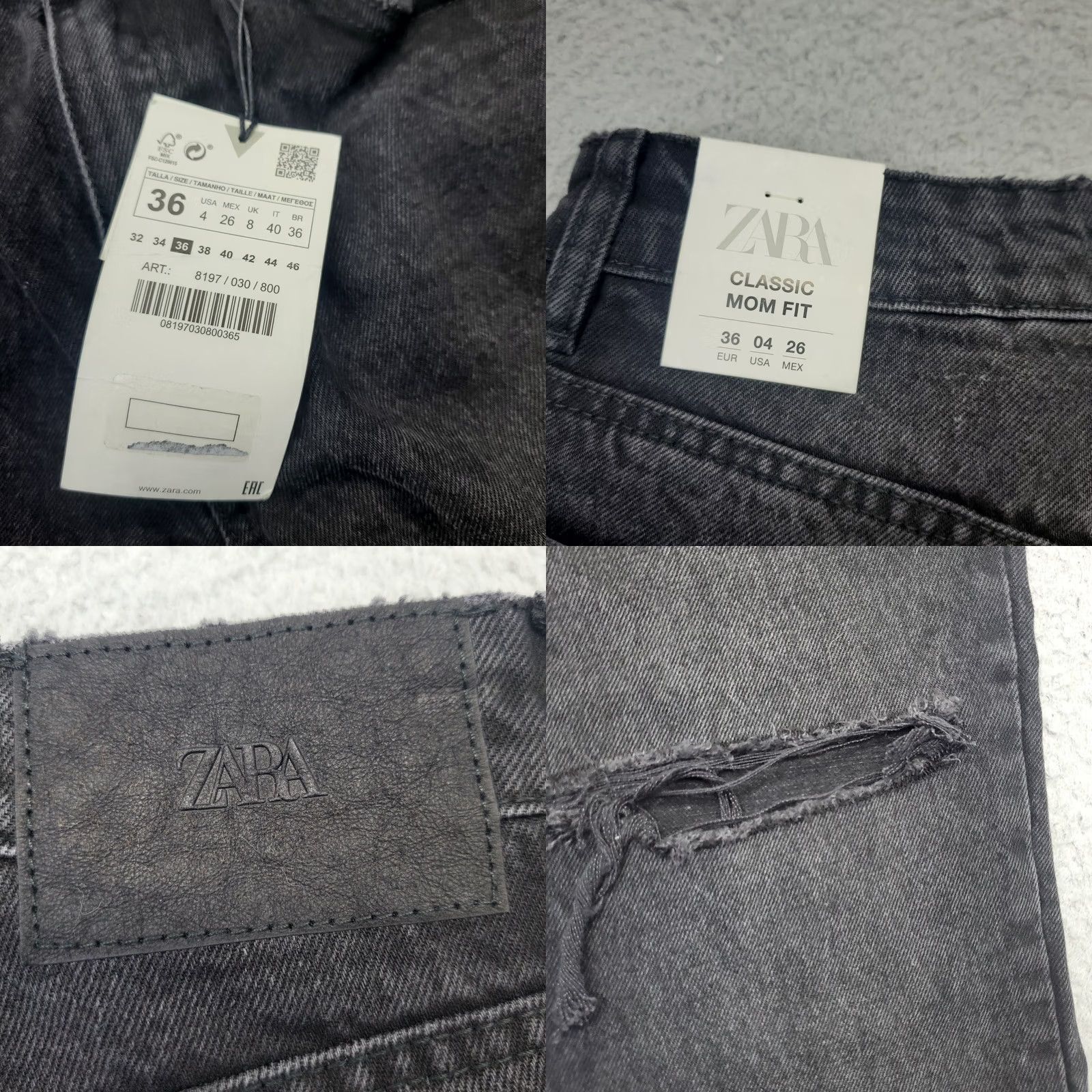 Zara Zara Womens Size 4 Black Denim Straight Jeans Dark Wash 32" Inseam 5-Pocket Regular Fit Vintage: No Size 27" / US 4 / IT 40 - 8 Thumbnail