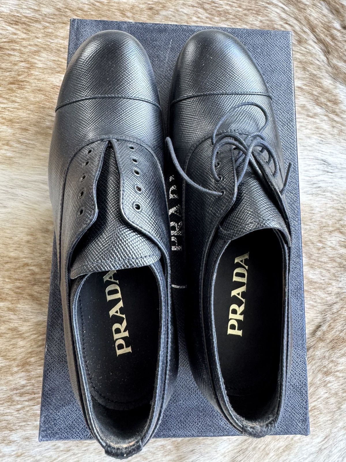 Prada Prada Saffiano Leather Shoes Size US 7 / EU 40 - 1 Thumbnail