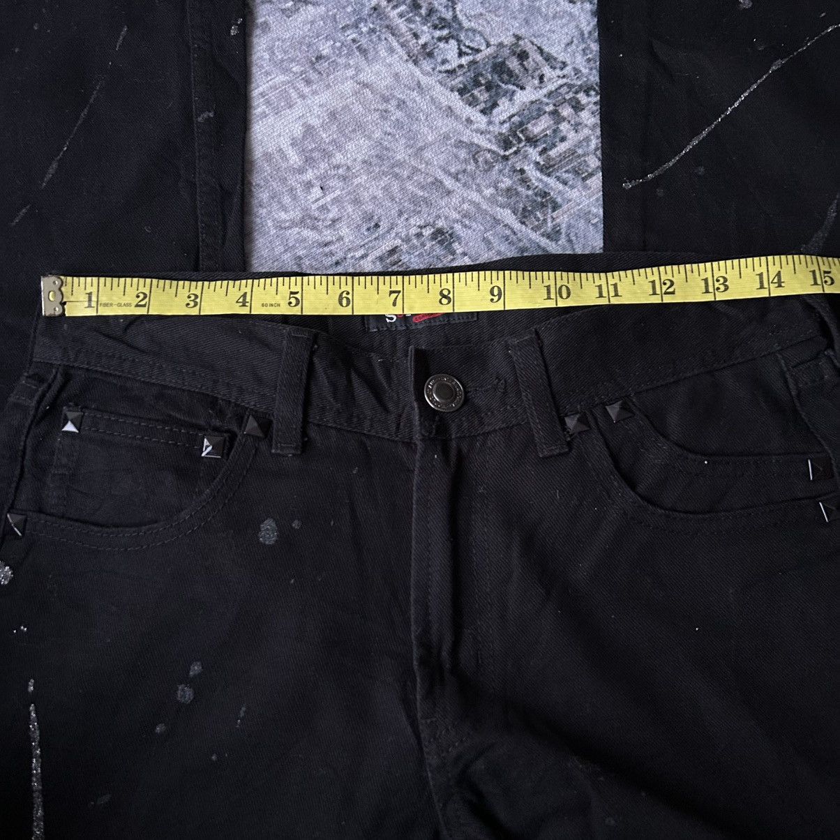 If Six Was Nine Flared Painter Black Punk Jeans Size US 28 / EU 44 - 14 Thumbnail