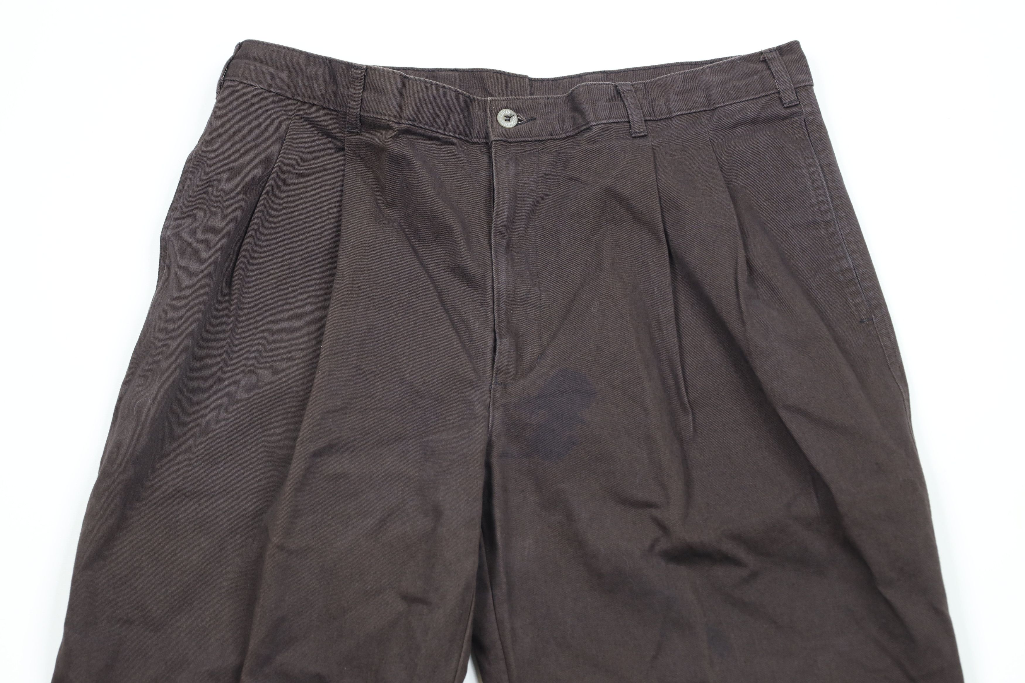 Vintage Vintage 90s Streetwear Pleated Wide Leg Chino Pants Brown Size US 36 / EU 52 - 2 Thumbnail