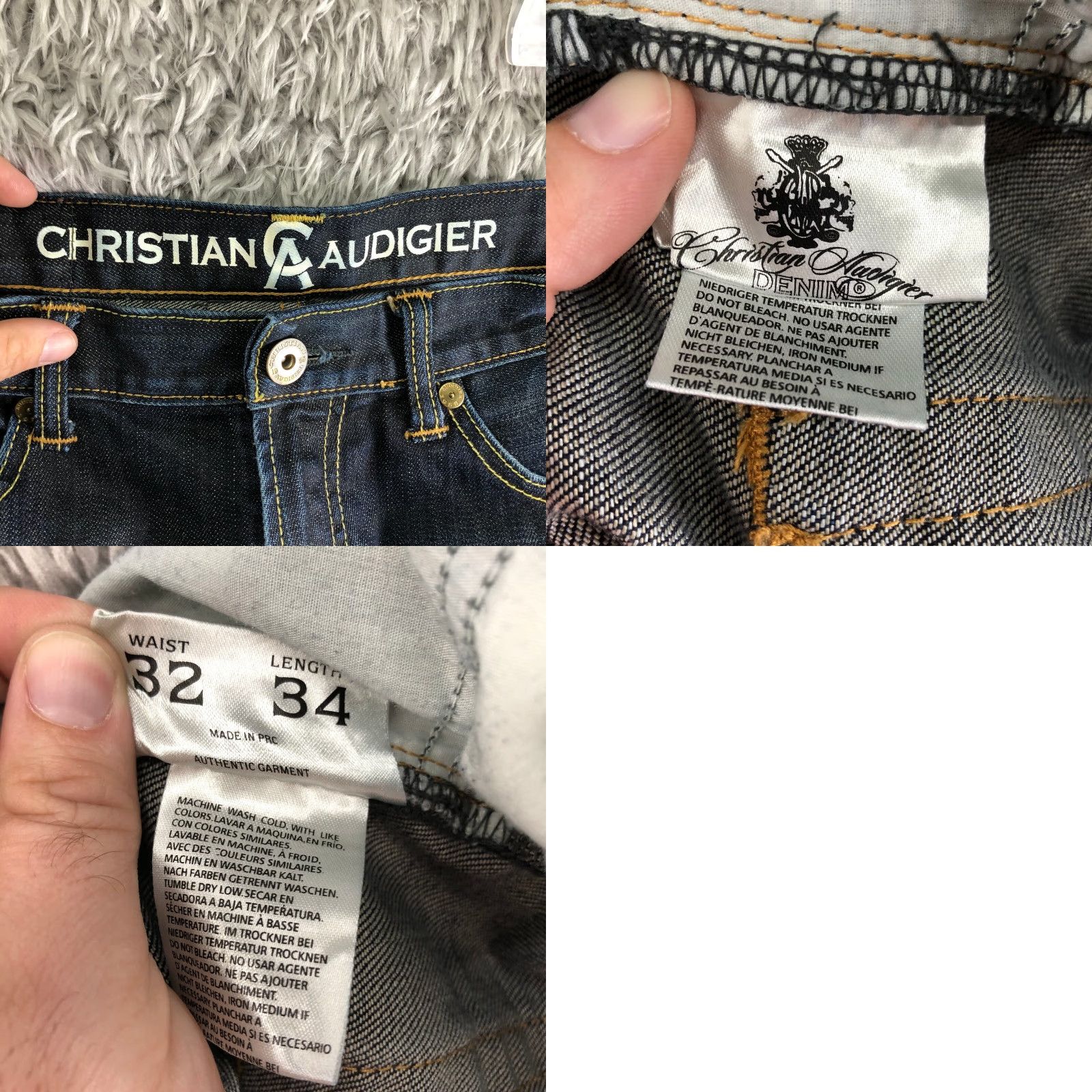 Vintage Christian Audigier Mens Jeans Mid Rise Straight Leg 32x34 Blue Medium Wash Denim 5-Pocket Pocket Logo Vintage No N/A Size US 32 / EU 48 - 8 Thumbnail