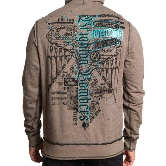 Affliction NEW AFFLICTION BRIGHTON BOMBERS LIVE FAST REVERSIBLE HOODIE Size US L / EU 52-54 / 3 - 2 Thumbnail