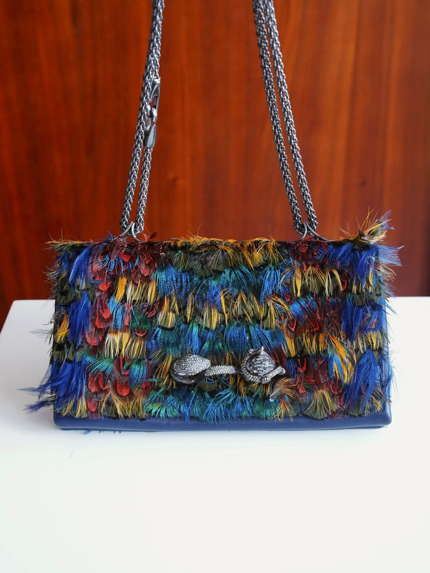 Valentino Valentino Vintage Feather Silver Crystal Buckle 2way Shoulder/Crossbody Bag Size ONE SIZE - 2 Thumbnail