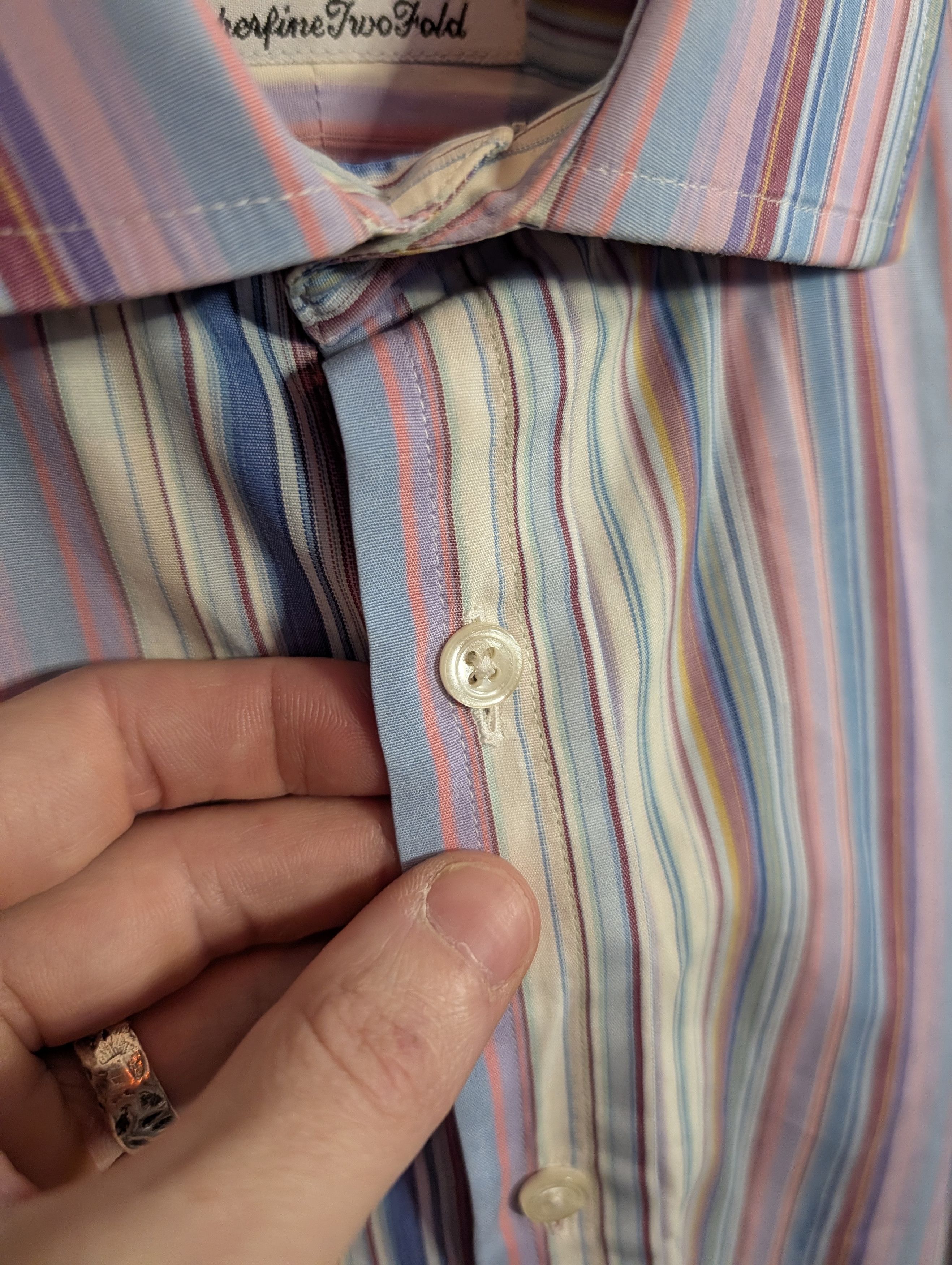 Thomas Pink Multicolor striped Superfine Two Fold Irish dress shirt 17.5 Size US XL / EU 56 / 4 - 4 Thumbnail
