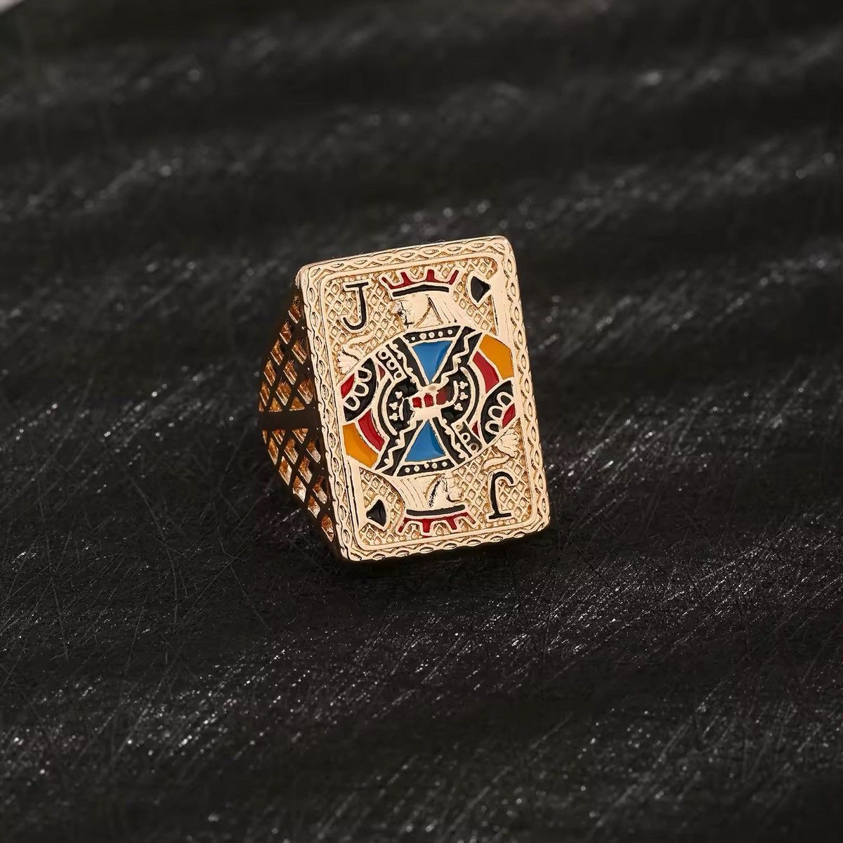 Jewelry Zircon Cz Spade King Black Jack Poker Ring Size ONE SIZE - 1 Thumbnail