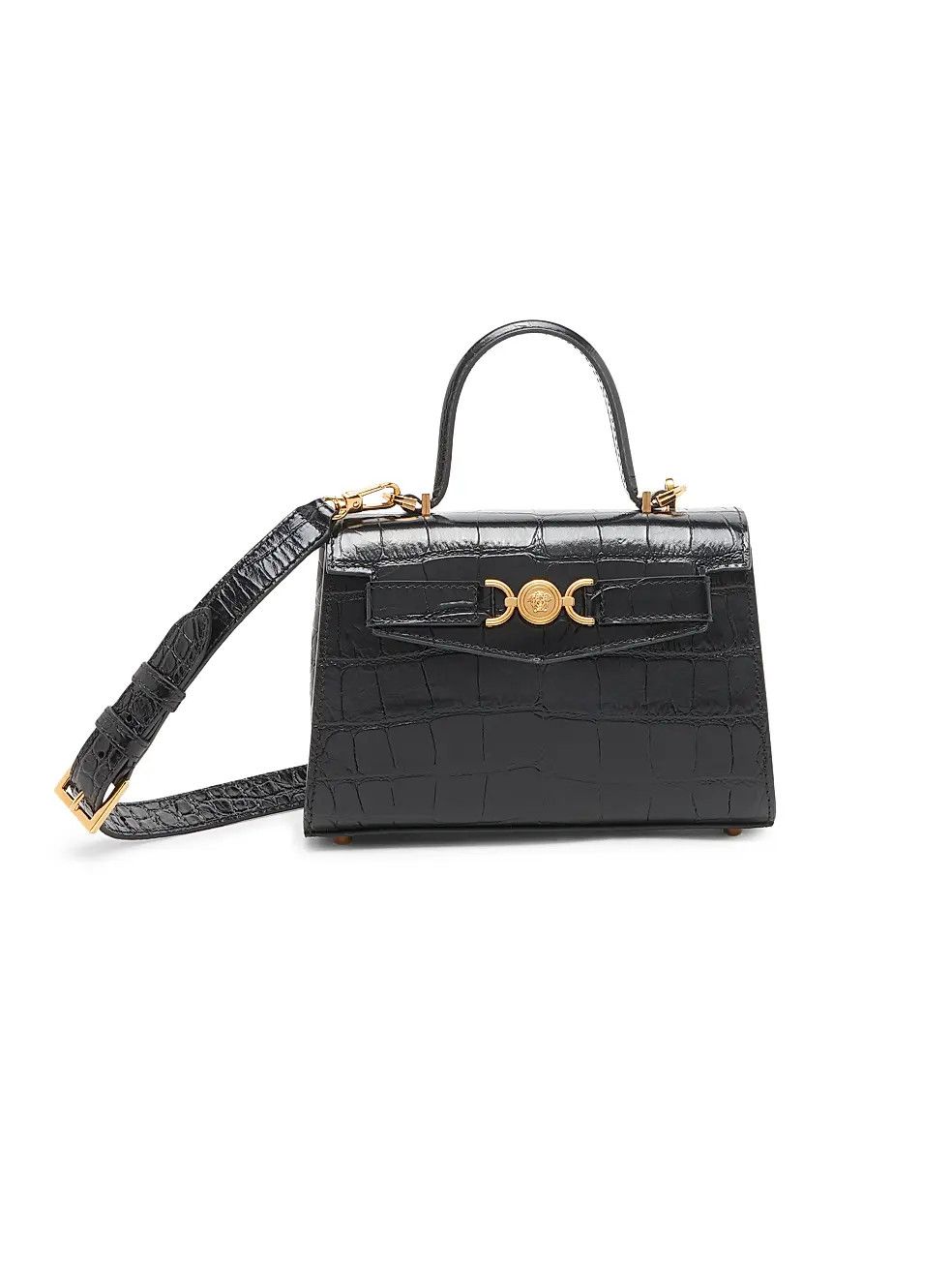 Versace os11x0326 Size: OS / Small Croc-Embossed Leather Handle Bag Size ONE SIZE - 1 Thumbnail