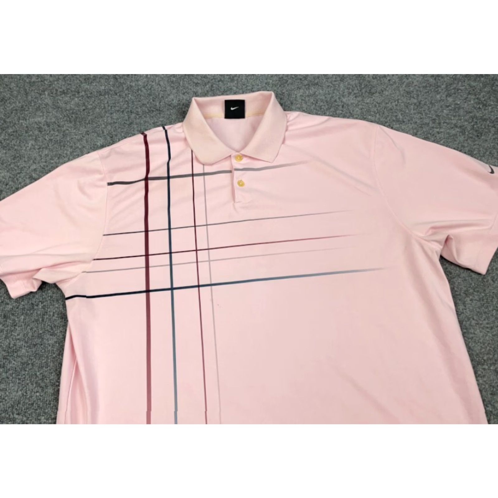 Nike Nike Golf Polo Shirt Adult XL Pink Geometric Pattern Dri-Fit Preppy Retro Check Size US XL / EU 56 / 4 - 6 Thumbnail