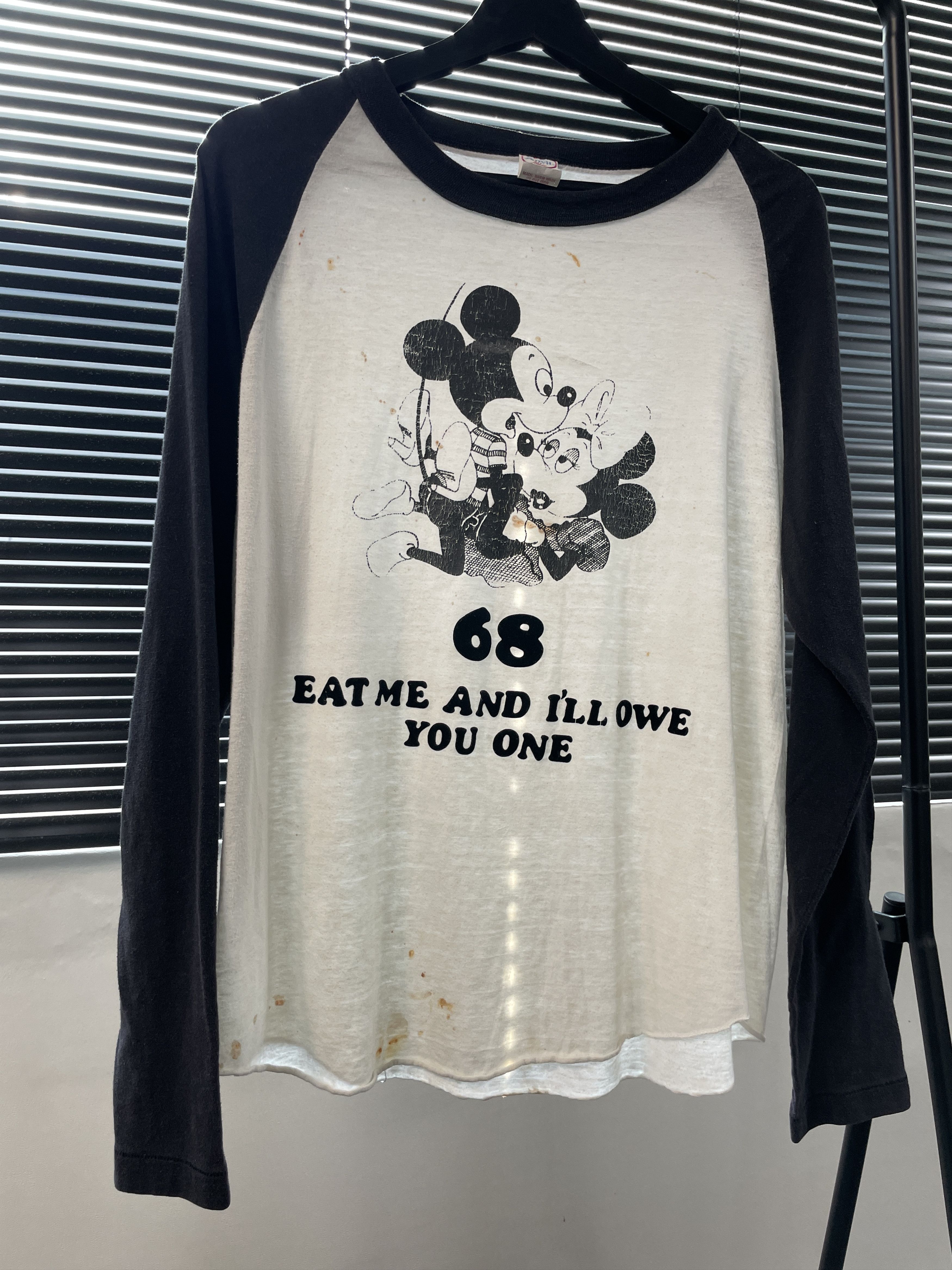 Image of Anvil x Mickey Mouse 70's Vintage Mickey And Minnie Long Sleeve Shirt in White, Men's (Size XL)