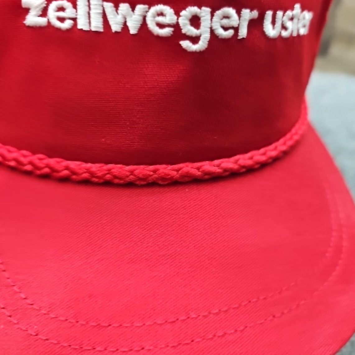 Roper VINTAGE Hat USA Red Zellweger Uster Cap One Size Men Adjustable Thick Rope Bill Green under Brim Size ONE SIZE - 4 Thumbnail