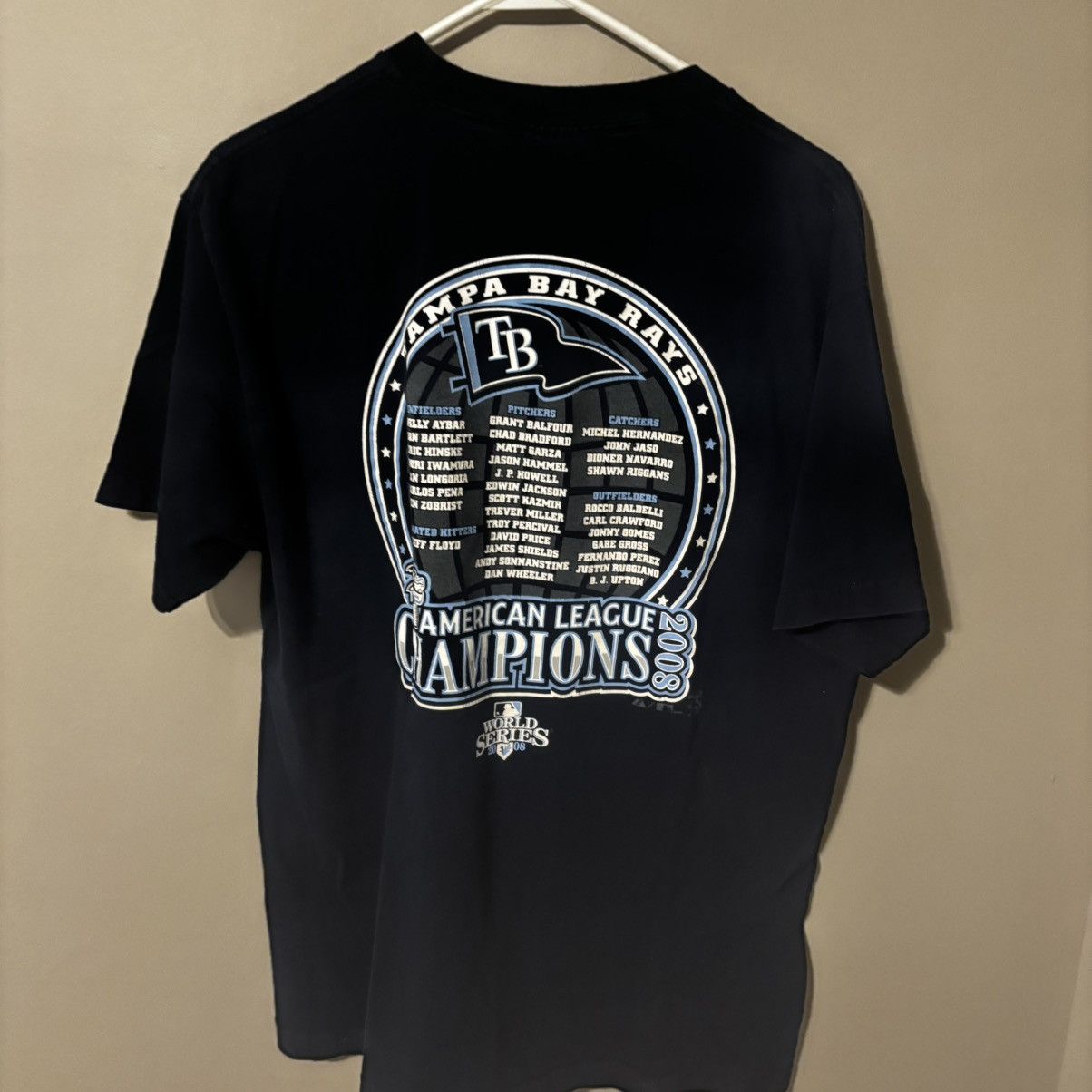 Majestic Vintage Y2K 2008 Tampa Bay Rays Navy Double Sided T Shirt Size US L / EU 52-54 / 3 - 3 Thumbnail