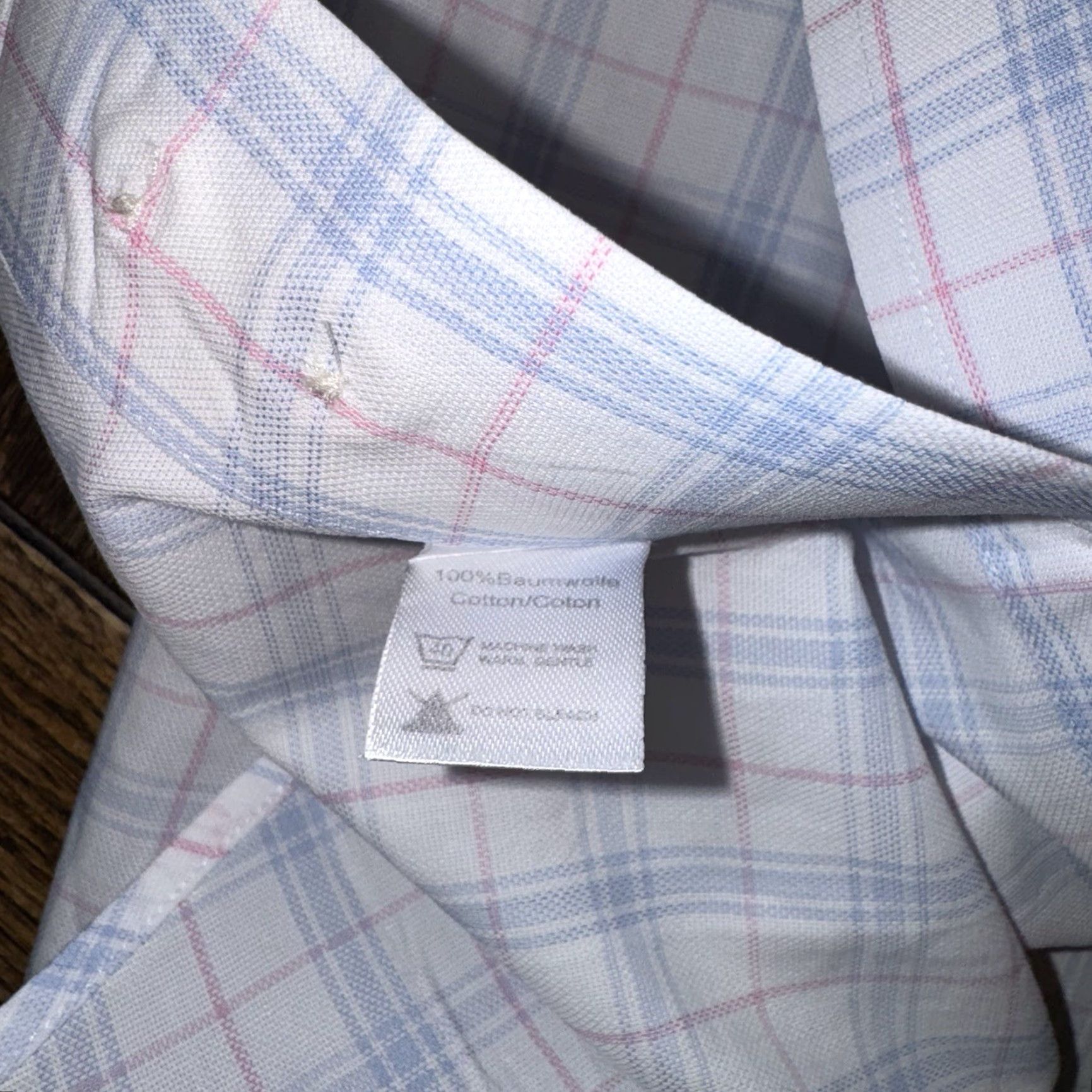 Pinko Ledbury Shirt Long Sleeve Button-Up Plaid Slim Fit Large 17 White Blue Pink Men Button Front, 100% Cotton, Regular 32.5x24.5, Slimming Size US XL / EU 56 / 4 - 5 Thumbnail