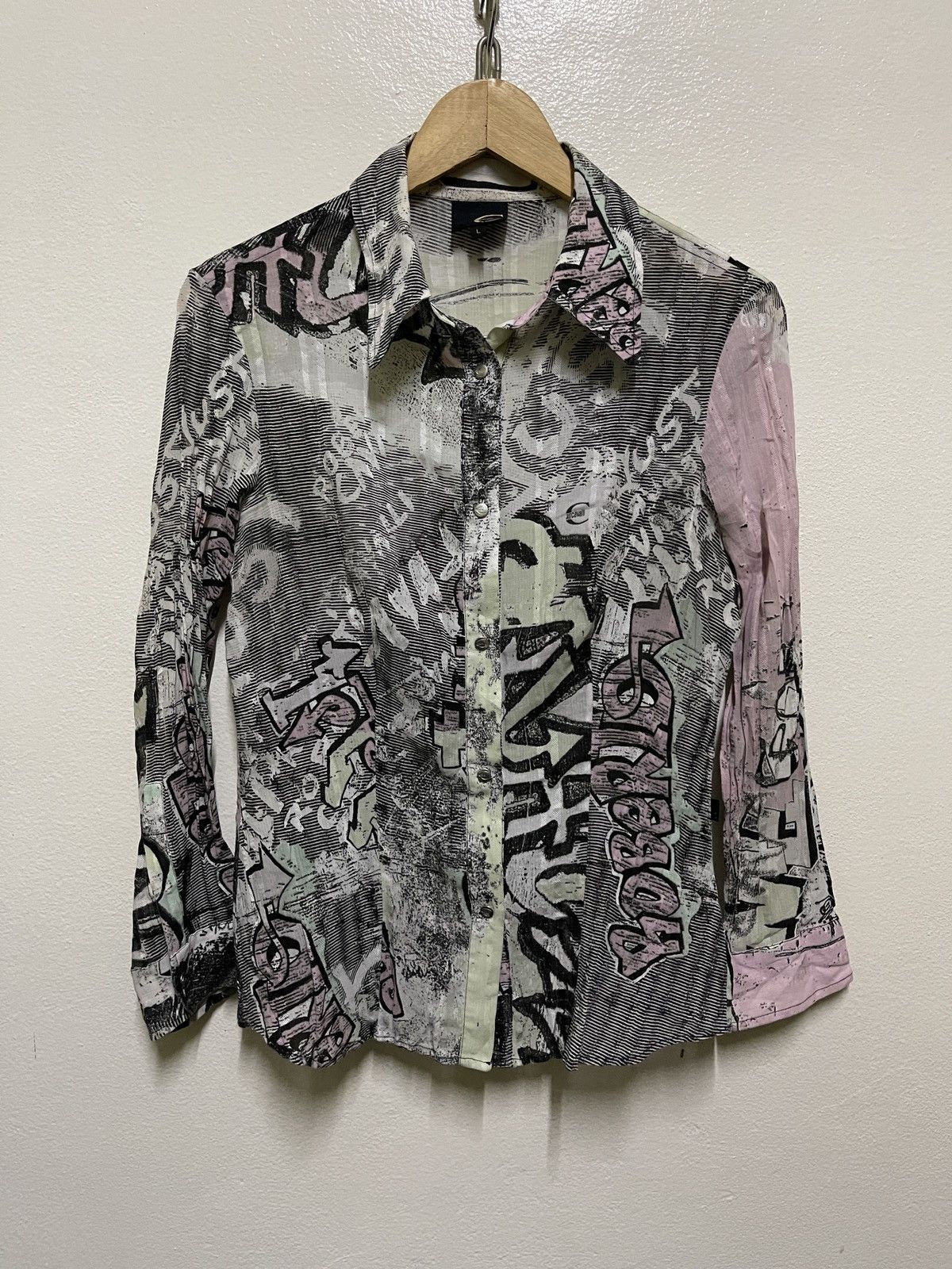 Just Cavalli × Vintage Just Cavalli Full Printed Gravity Shirt Long Sleeve Size L / US 10 / IT 46 - 1 Thumbnail