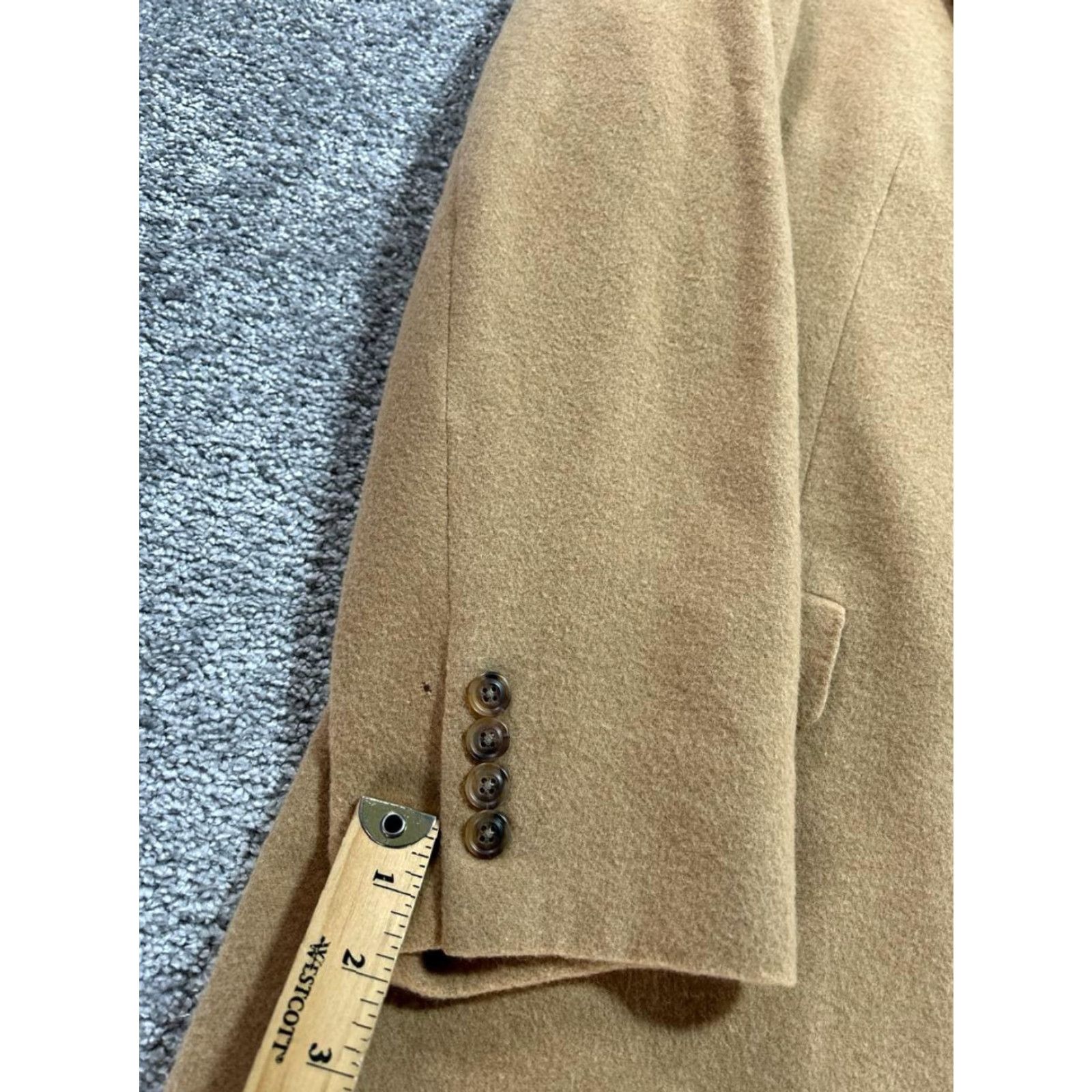 Hart Schaffner Marx VINTAGE Hart Schaffner Marx Blazer Jacket Mens 46 Beige Camel Hair Single Vented Size 46R - 6 Thumbnail