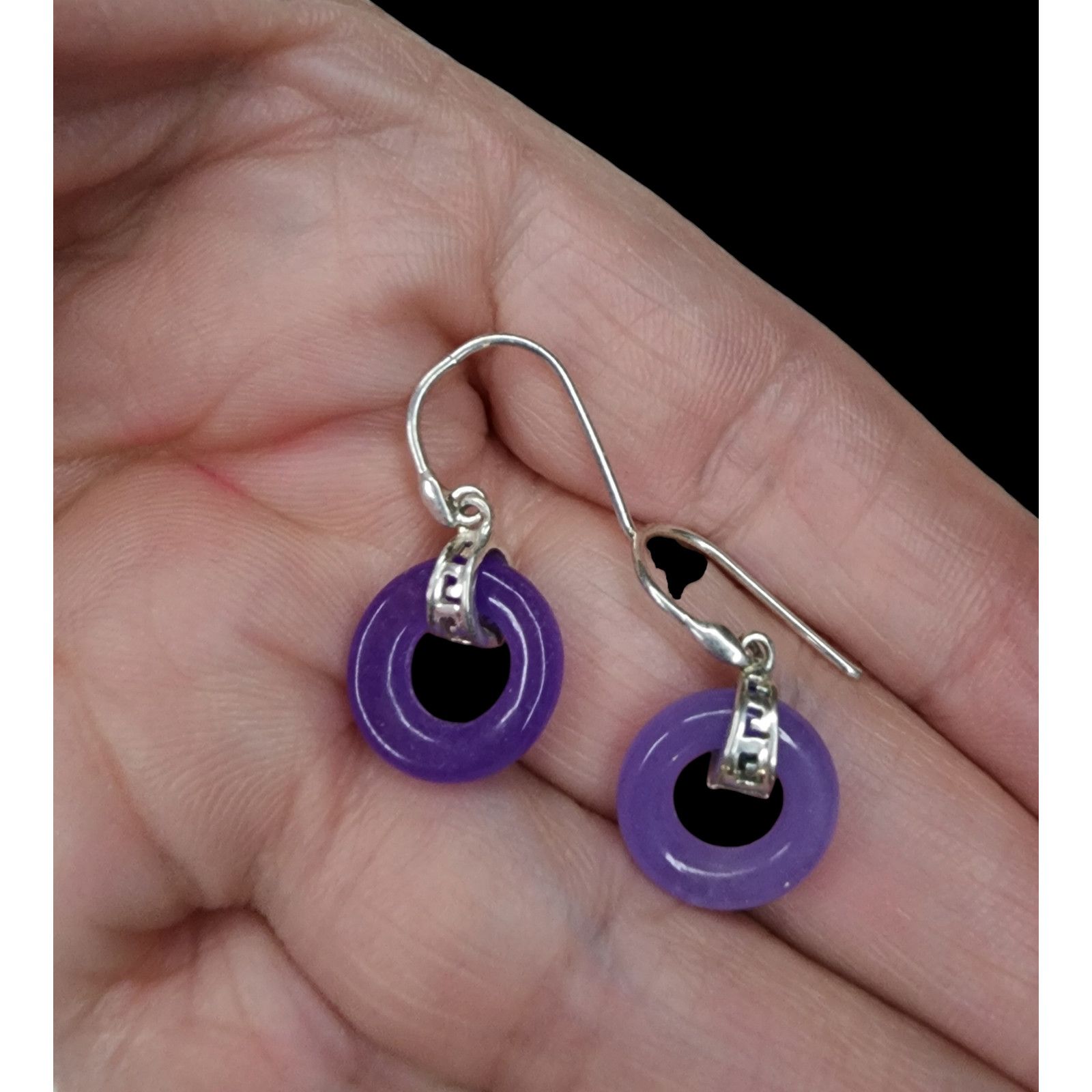 The Unbranded Brand SU 925 sterling silver and purple Jade pierced earrings Size ONE SIZE - 5 Thumbnail