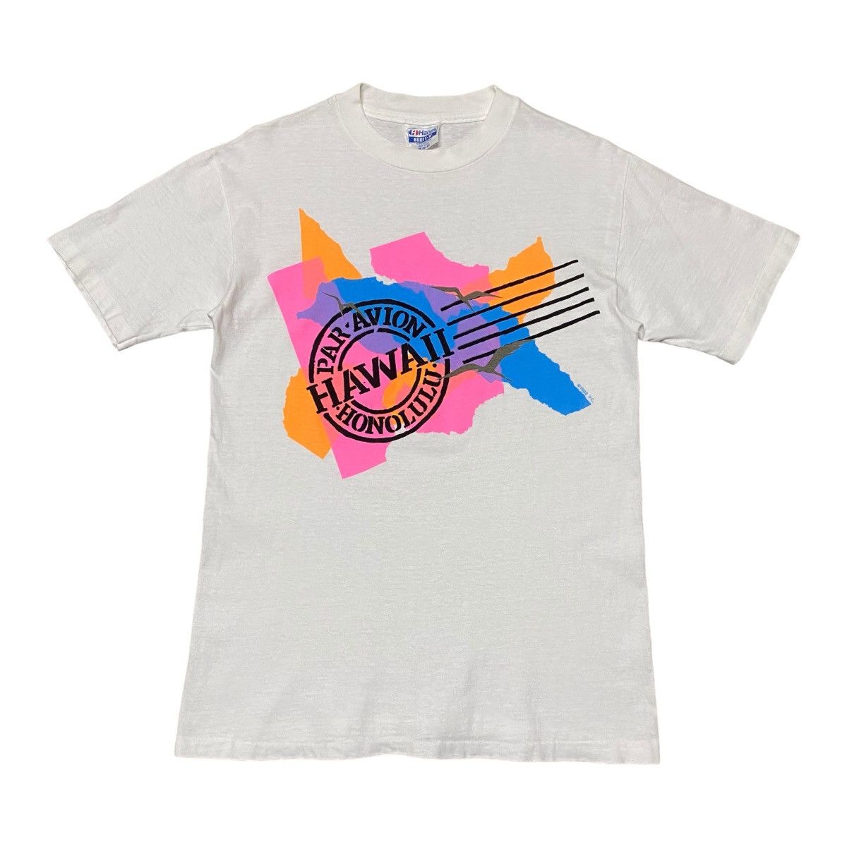 Hanes × Vintage Vintage 80’s Hawaii Par.Avion Honolulu T Shirt Size US M / EU 48-50 / 2 - 1 Thumbnail