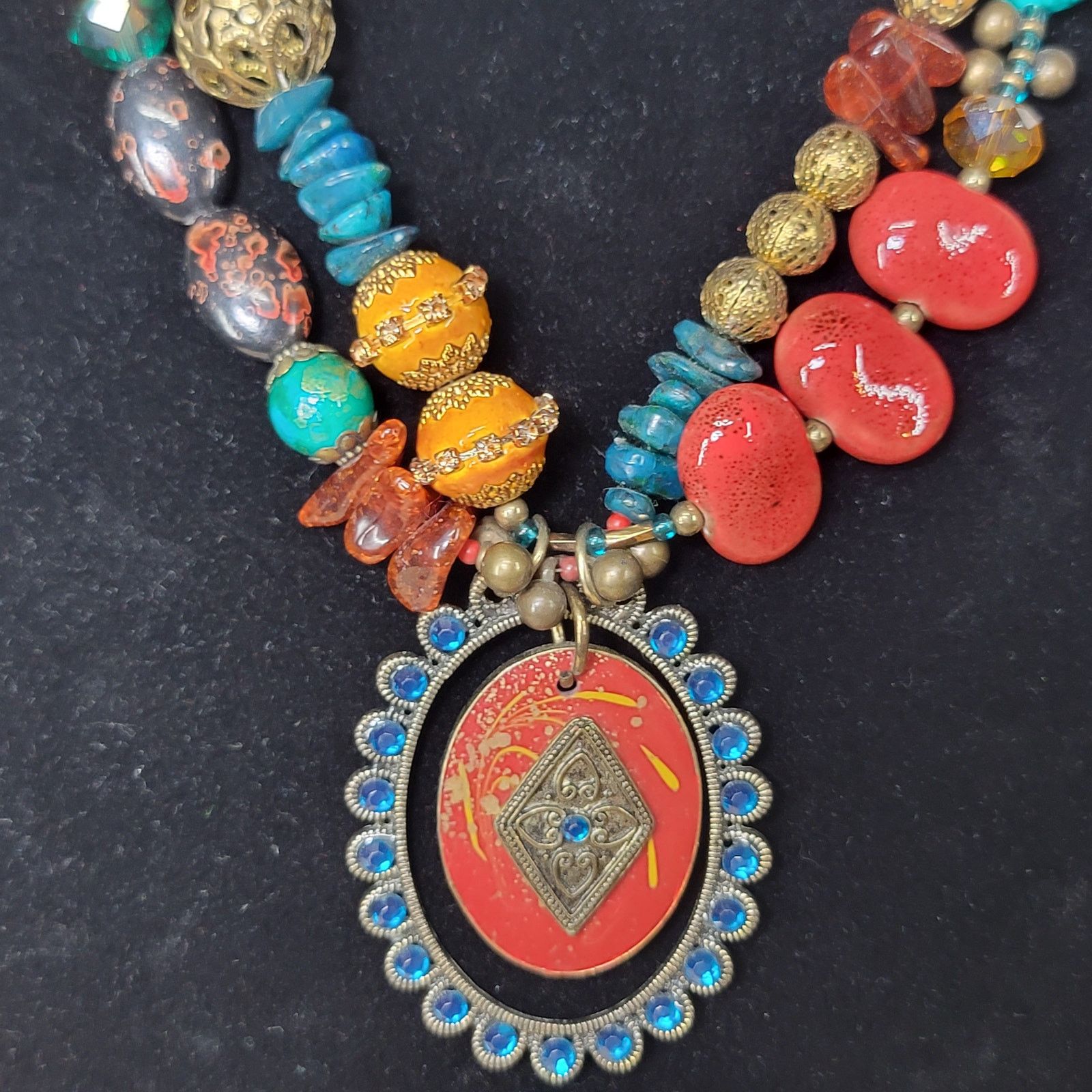 Other Multi-Strand Beaded Necklace w an Antiqued Gold-Tone Pendant Size ONE SIZE - 2 Thumbnail