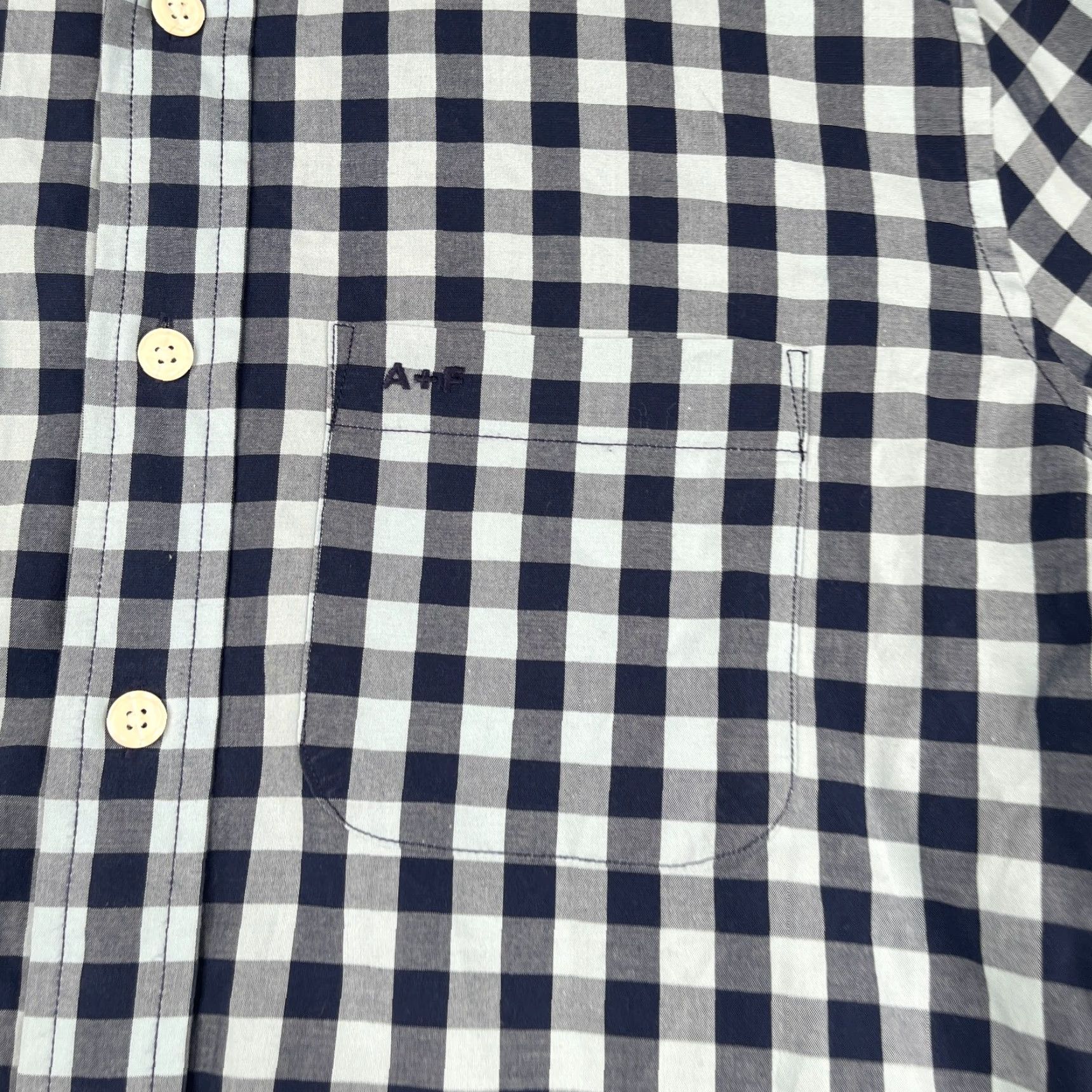 Abercrombie & Fitch Abercrombie & Fitch Shirt Medium Navy Check Casual Button-Up Long Sleeve Mens Size US M / EU 48-50 / 2 - 3 Thumbnail