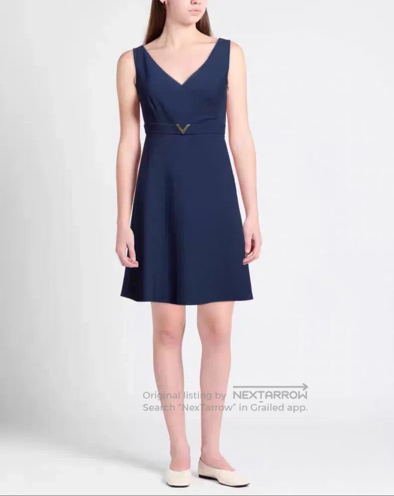 Valentino Valentino Teal sheep wool V-neck dress Size M / US 6-8 / IT 42-44 - 1 Thumbnail