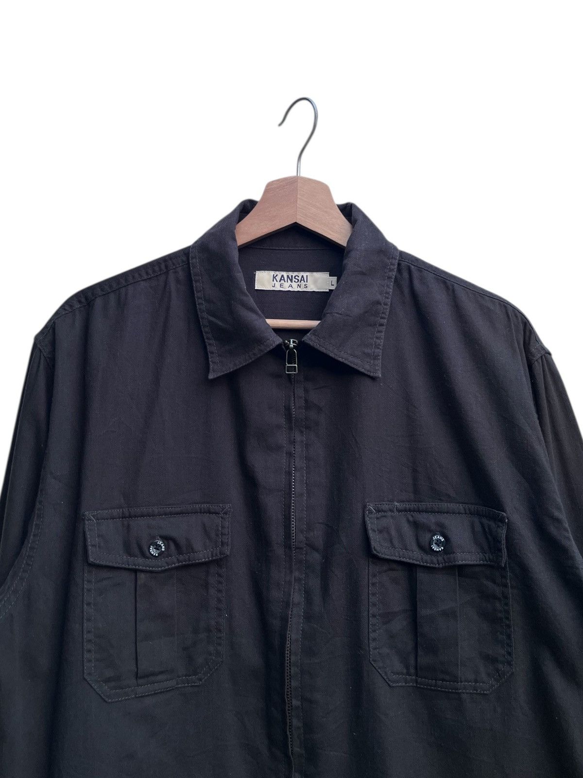 Kansai Yamamoto Vintage Kansai Jeans Black Zip Shirt Jacket Size US L / EU 52-54 / 3 - 4 Thumbnail