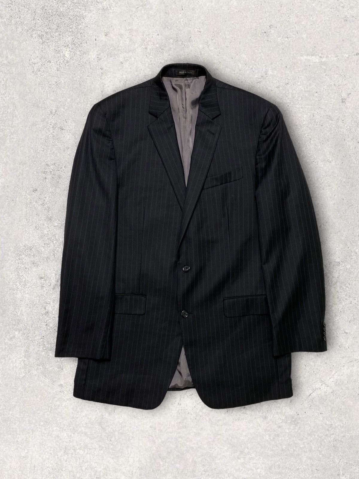 Designer × Michael Kors Michael kors suit blazer pants trousers striped black Size 42L - 2 Thumbnail