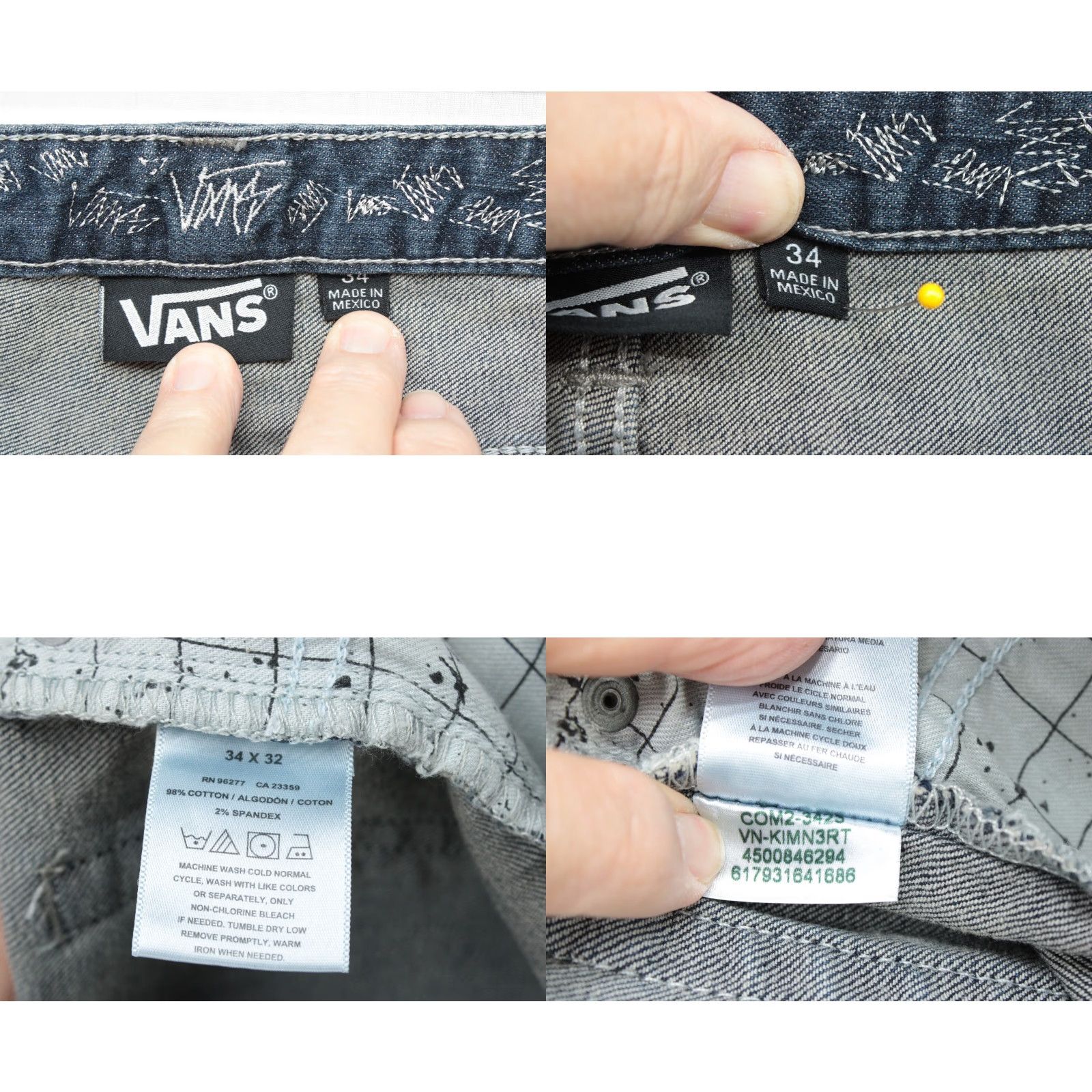 Vans VANS Jeans Men's 36 Blue Denim Straight Leg Stretch City Gorpcore Grunge Skateboard 5-Pocket Logo Mens Size US 36 / EU 52 - 8 Thumbnail