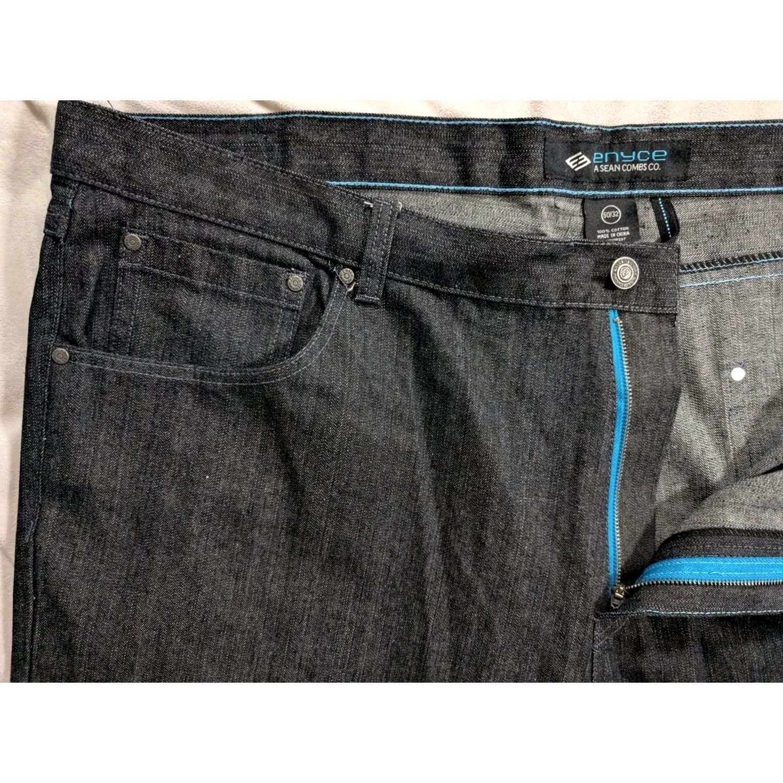 Enyce Enyce Jeans Mens 50 Blue Embroidered Baggy Hip Hop Denim Relaxed Fit Streetwear Jeans Size US 34 / EU 50 - 5 Thumbnail