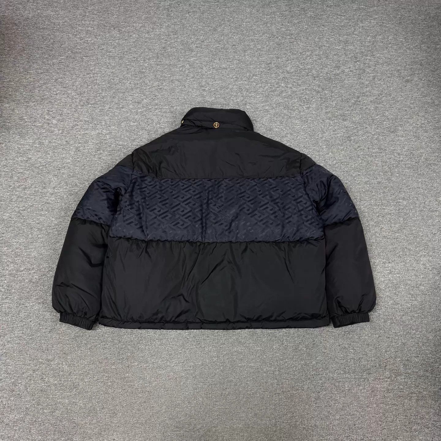 Versace Versace Black Greca Print Panelled Stand Collar Down Jacket Size US M / EU 48-50 / 2 - 2 Thumbnail