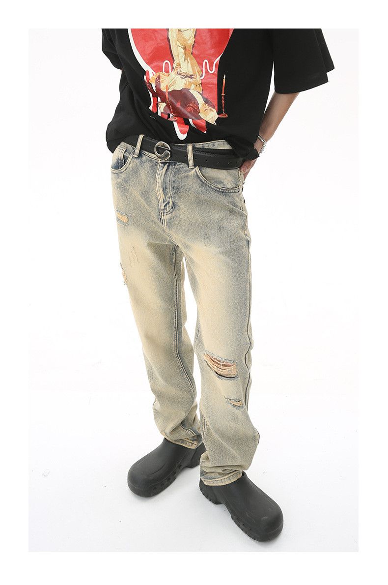 Japanese Brand × Vintage Japanese washed distressed casual straight-leg ripped jeans Size US 32 / EU 48 - 4 Thumbnail