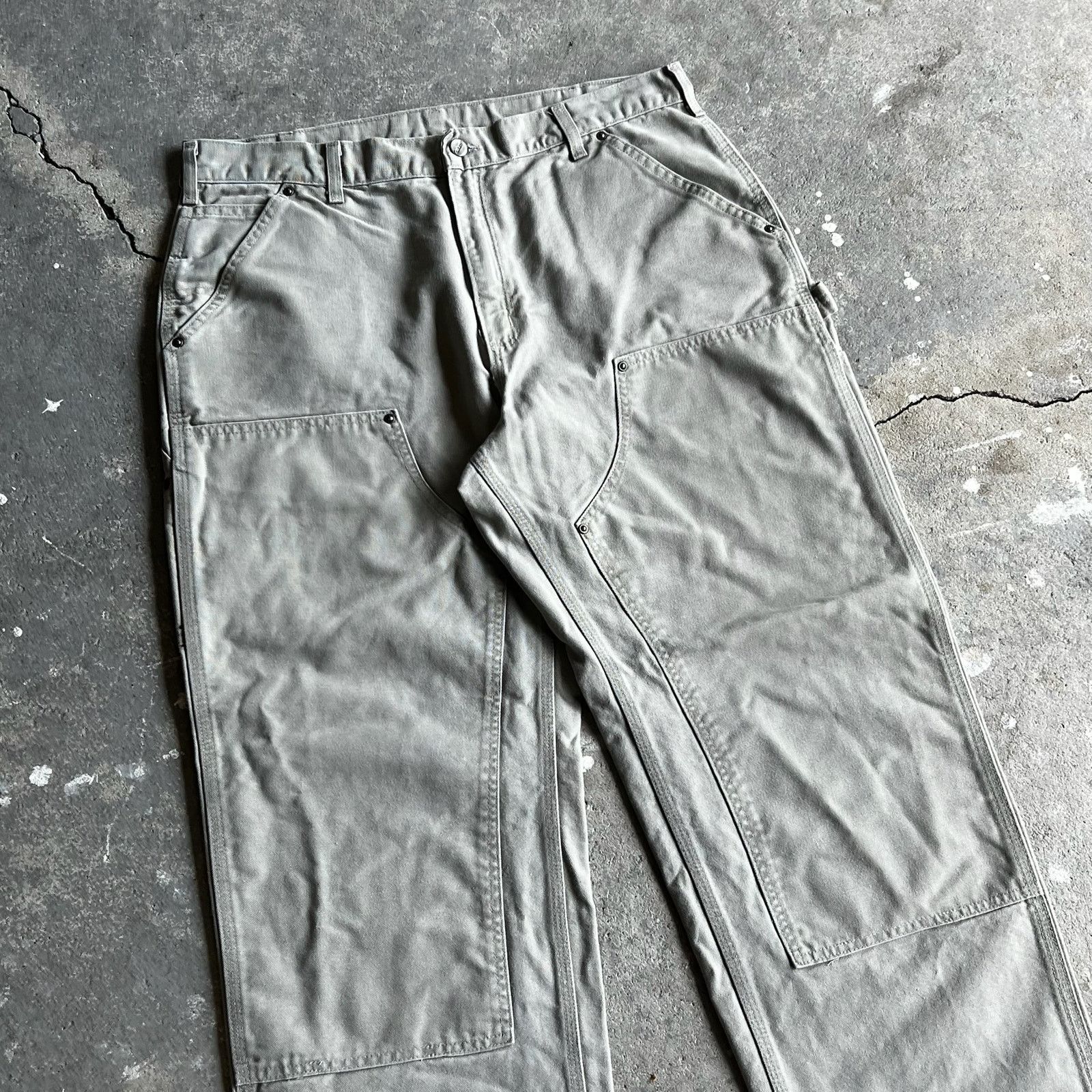 Carhartt × Vintage Carhartt B136 TAN brown double knee work carpenter pants Size US 35 - 2 Thumbnail