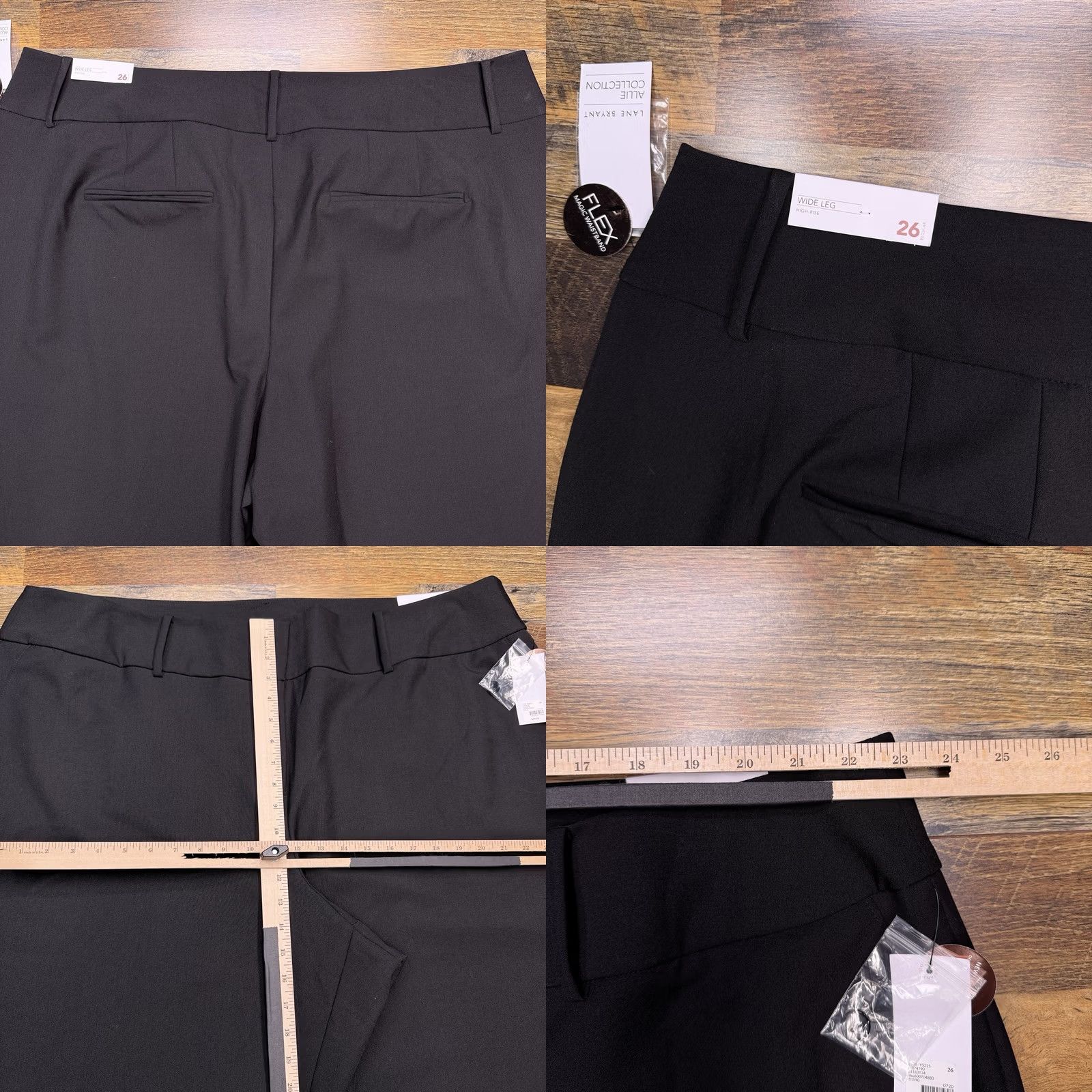 Vintage Lane Bryant Black Wide-Leg Pants Womens 26R High Rise Stretch Dress Pants Workwear Size 26" / US 2 / IT 38 - 8 Thumbnail