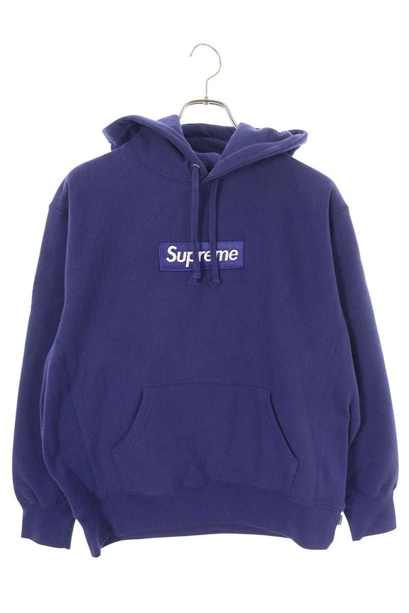 Supreme 21AW Box Logo Hooded Sweatshirt Blue Size S