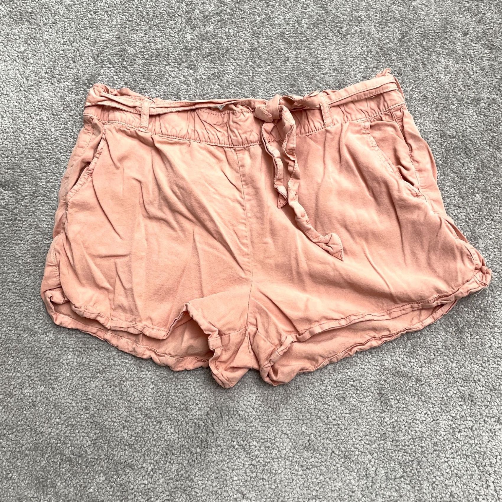 Sanctuary Sanctuary Shorts Womens Paperbag Peach 30x2.5 High Rise Belted Elastic Casual 30 Orange Size 30" / US 8 / IT 44 - 2 Thumbnail