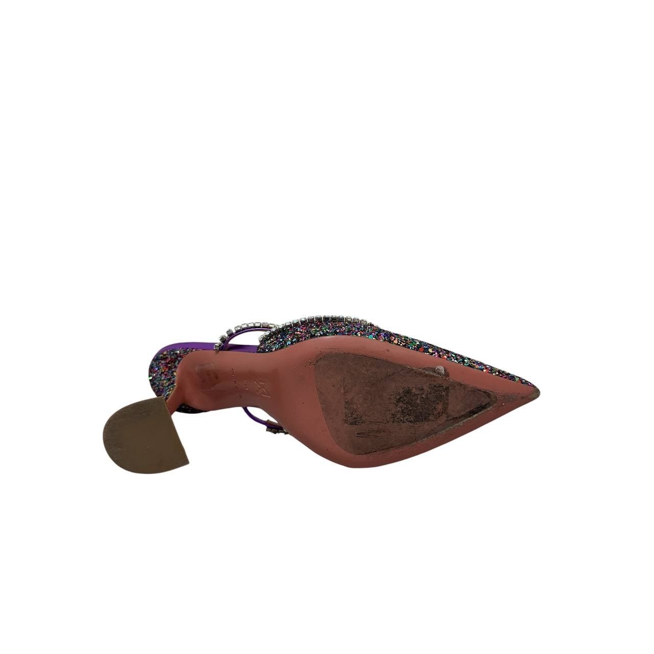 Amina Muaddi Amina Muaddi Gilda Multicolor Glitter Leather Mules Sz 39.5 Size US 9.5 / IT 39.5 - 6 Thumbnail