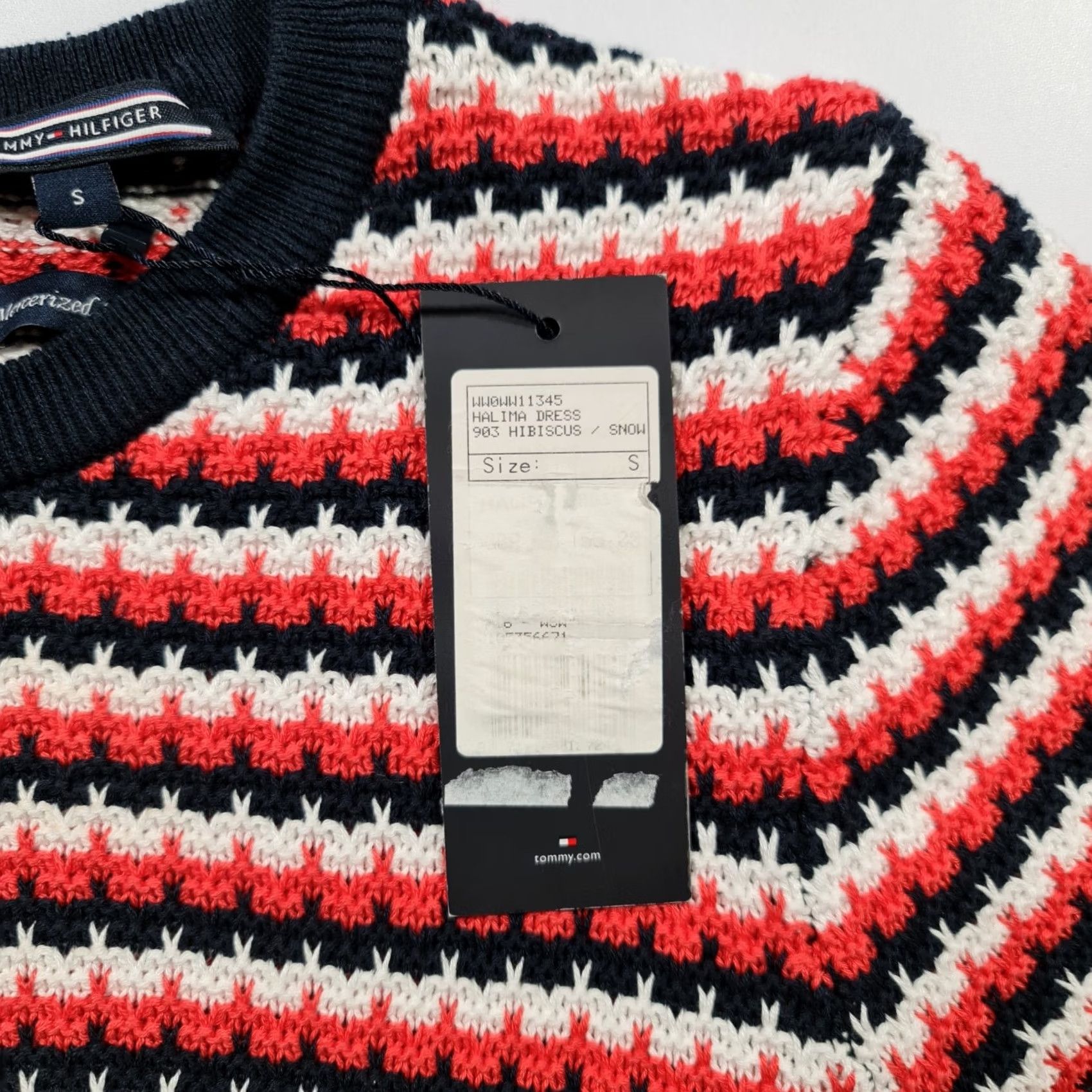 Tommy Hilfiger Tommy Hilfiger Womens Dress Red Small Knee Length Knit Crew Neck Short Sleeve Casual City Designer 100% Cotton Z Zip Size S / US 4 / IT 40 - 5 Thumbnail
