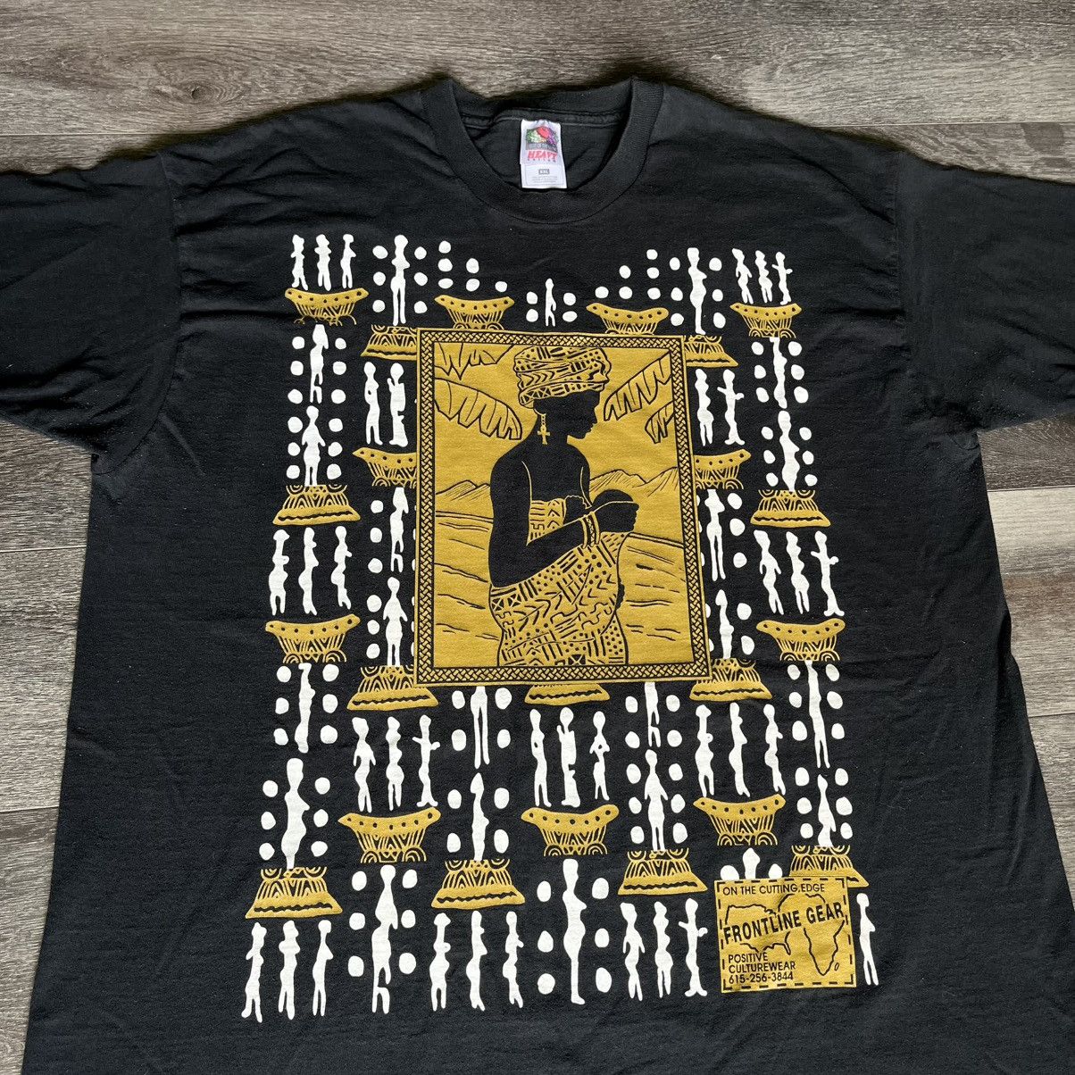 Rap Tees × Vintage Vintage 1990s Frontline Gear African Woman Black History Tee Size US XXL / EU 58 / 5 - 1 Thumbnail