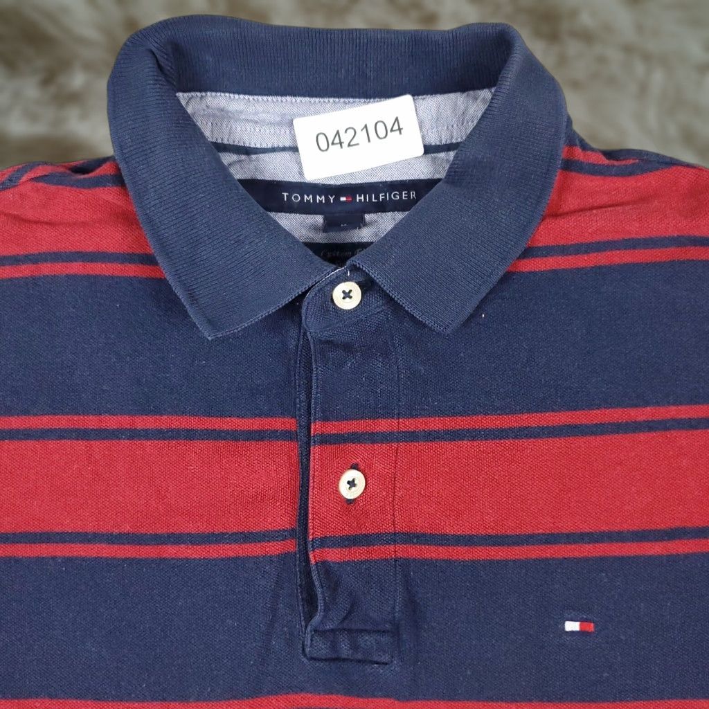 Tommy Hilfiger Tommy Hilfiger Polo Shirt Mens Medium Blue Striped Casual Short Sleeve Adult Size US M / EU 48-50 / 2 - 1 Thumbnail