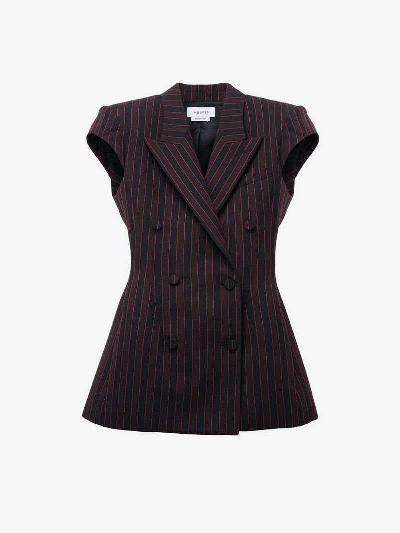 Alexander McQueen o1srvl11e0226 Pinstripe Sleeveless Jacket In Multicolor Size XL / US 12-14 / IT 48-50 - 1 Thumbnail